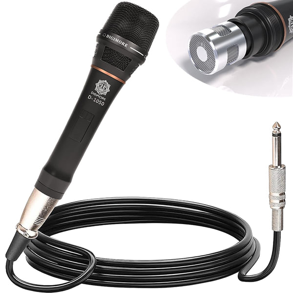 Digimore Supercardioid Dynamic Microphone | Metal Capsule | 20ft XLR Cable | Ideal for Vocals, Singing, Karaoke, Announcements, Live Performances (D-1050)