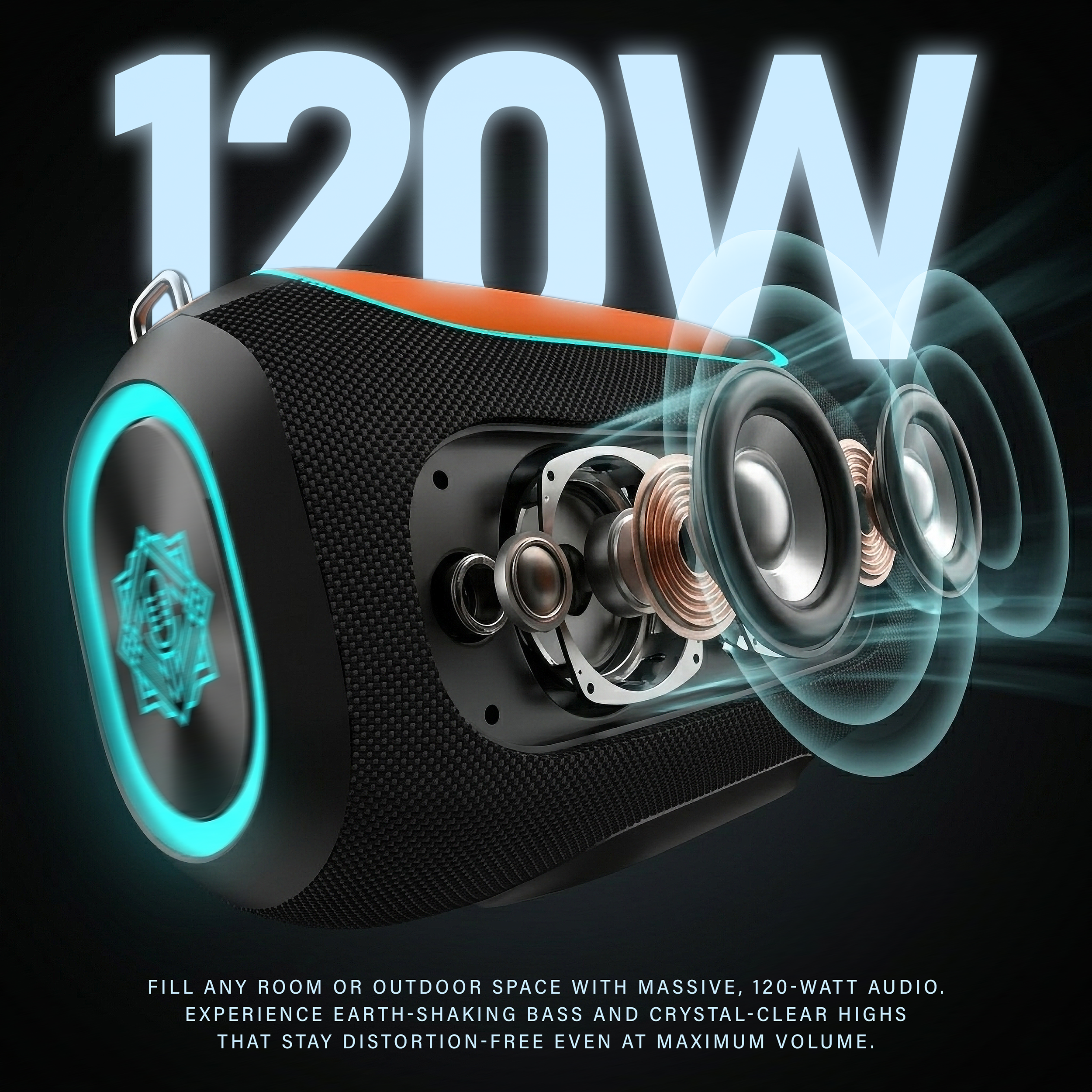 DIGIMORE 120W Boombox Speaker with Wireless Mic | Dual 6.5" Deep Bass Drivers, AI Sound Boost, RGB Lights, BT 5.4, TWS, Water-Resistant, 5H Battery | Ideal for Parties, Karaoke & Gatherings (D-1332)