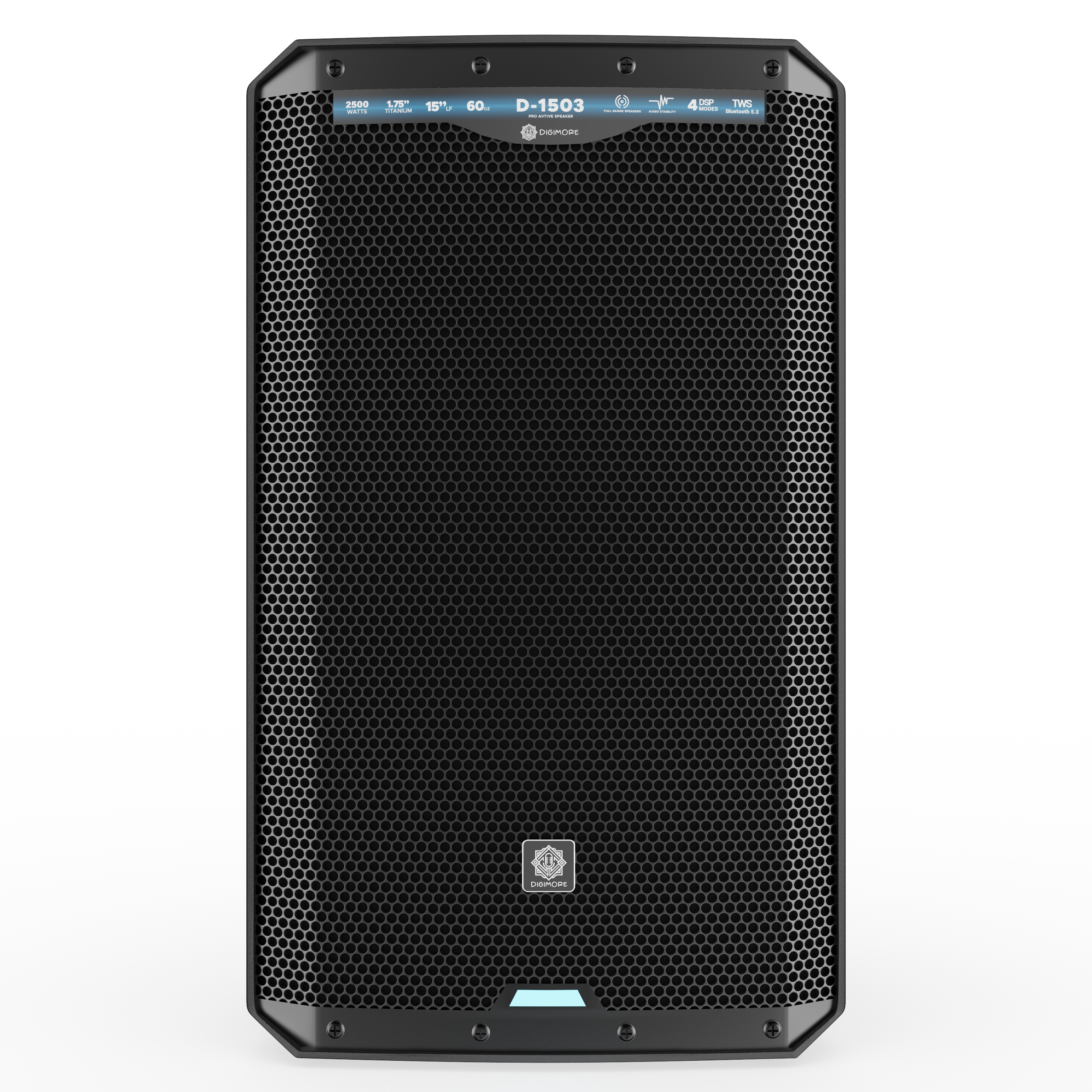 DIGIMORE 2800W Active Speaker with 15" Woofer & 1.75" Titanium HF | BT 5.3 & TWS | 4 DSP Modes | 2 XLR/6.35mm Input Ports | Class-D Amplifier | Ideal for DJ, Live Events & Performances (D-1503)