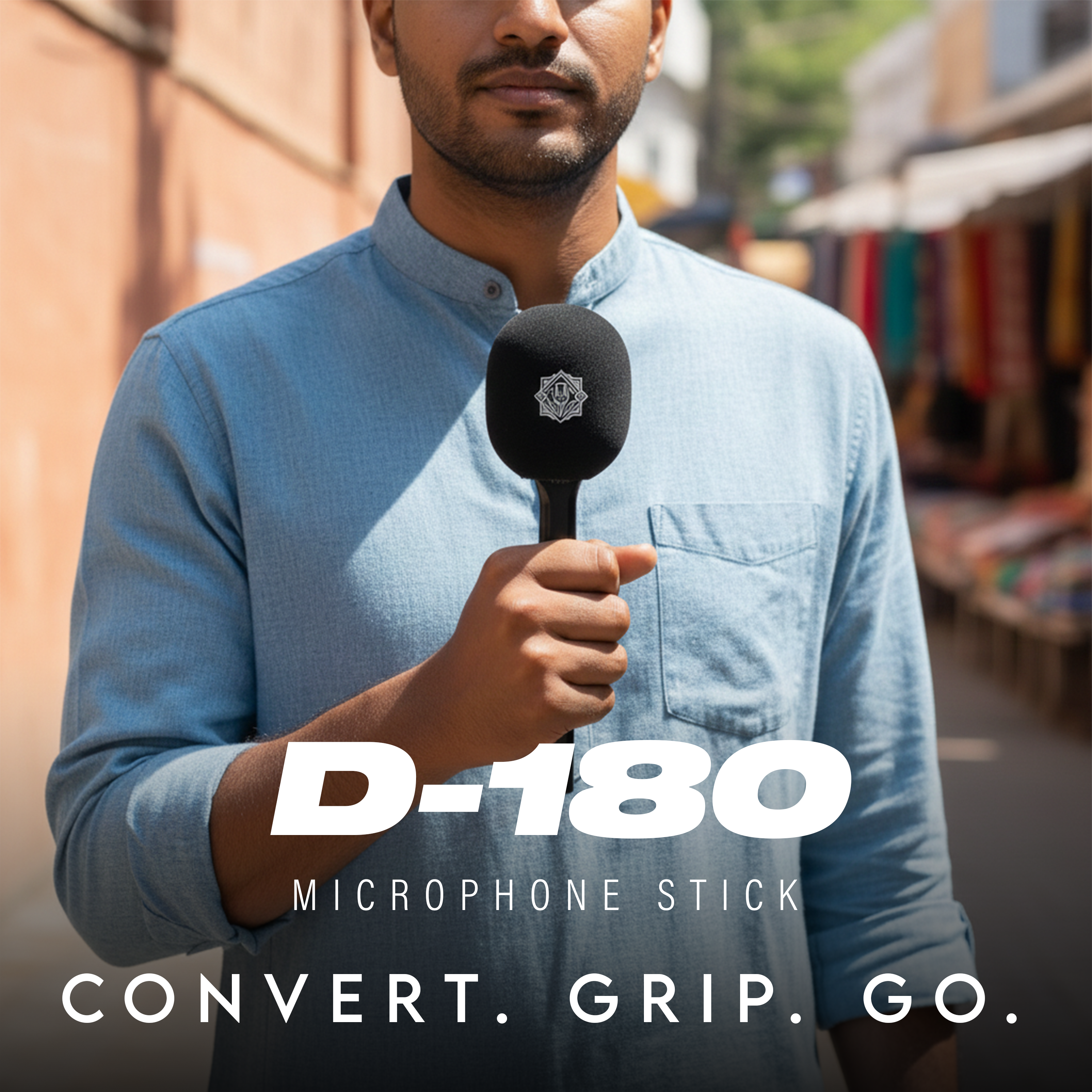 DIGIMORE Wireless Handheld Microphone Stick | Portable Plug & Play Mic with Windproof Sponge | Clear Sound, Long Range | Ideal for Live Shows, Interviews & Vlogging (D-180)