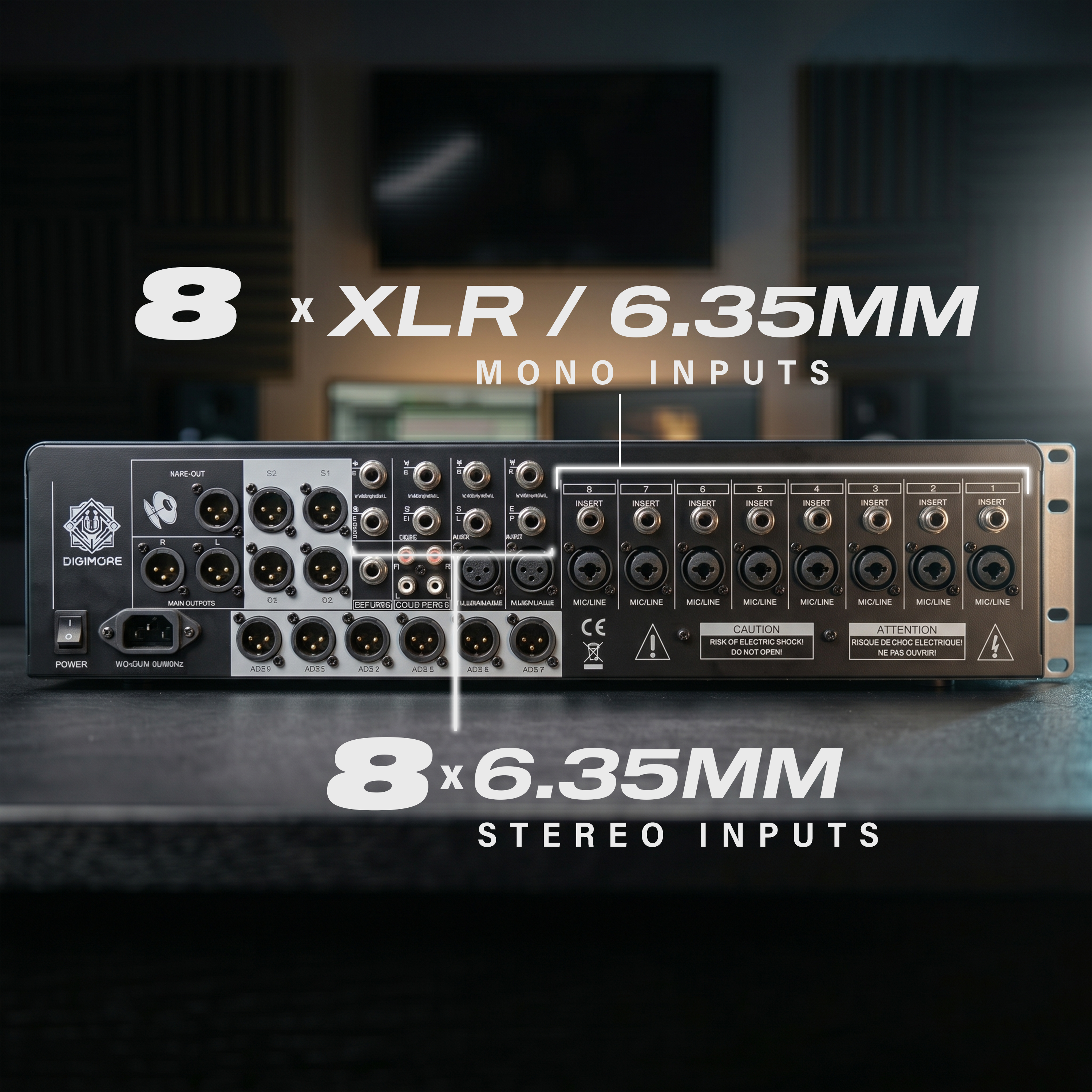 Digimore 16-Channel Audio Mixer | 6 Aux, 4 Groups & 1 Bass XLR Output | Pre/Post Control | Mute & 48V Phantom Power | 99 DSP Effects | BT 5.4/USB/PC Recording | Ideal for DJ & Live Events (D-2016)
