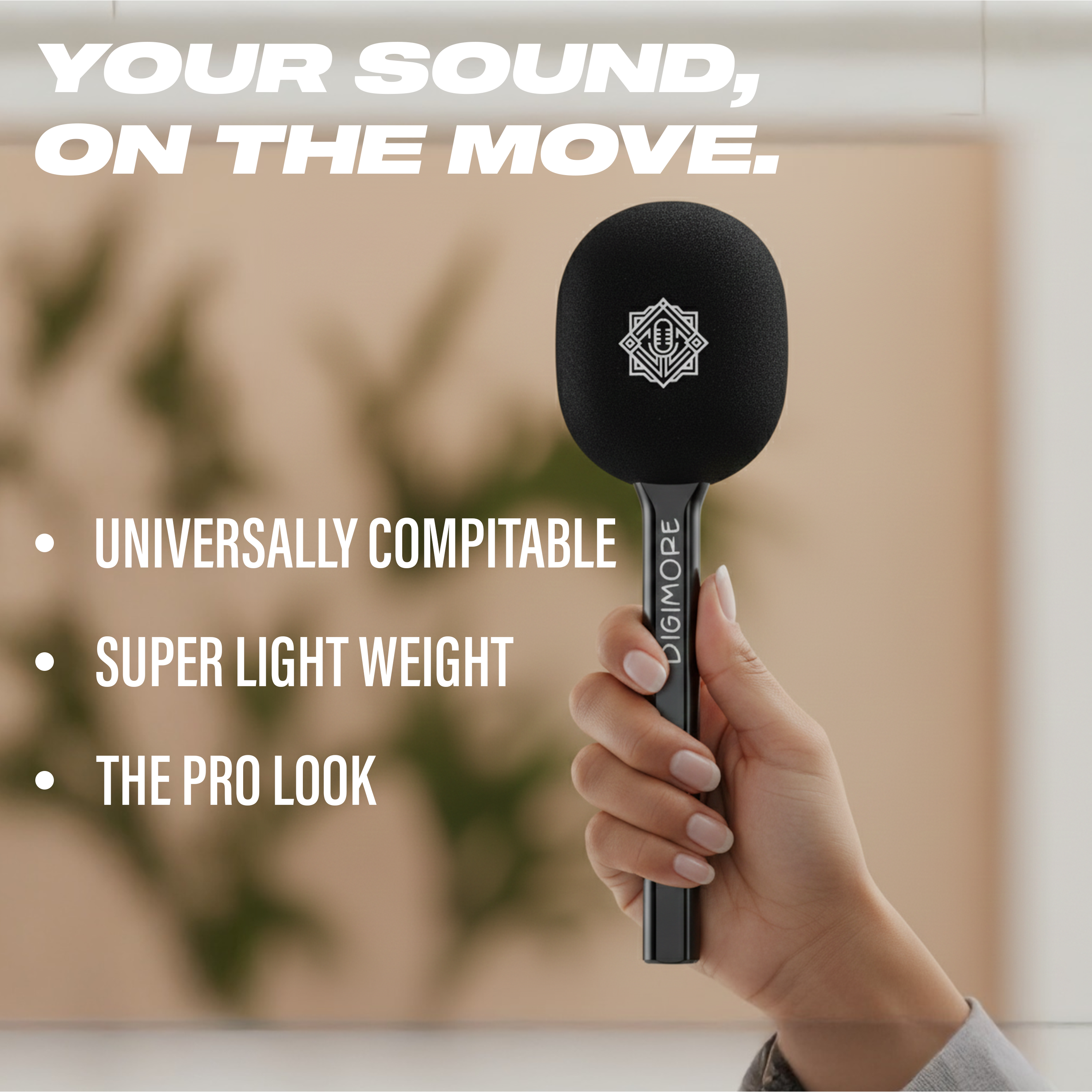 DIGIMORE Wireless Handheld Microphone Stick | Portable Plug & Play Mic with Windproof Sponge | Clear Sound, Long Range | Ideal for Live Shows, Interviews & Vlogging (D-180)