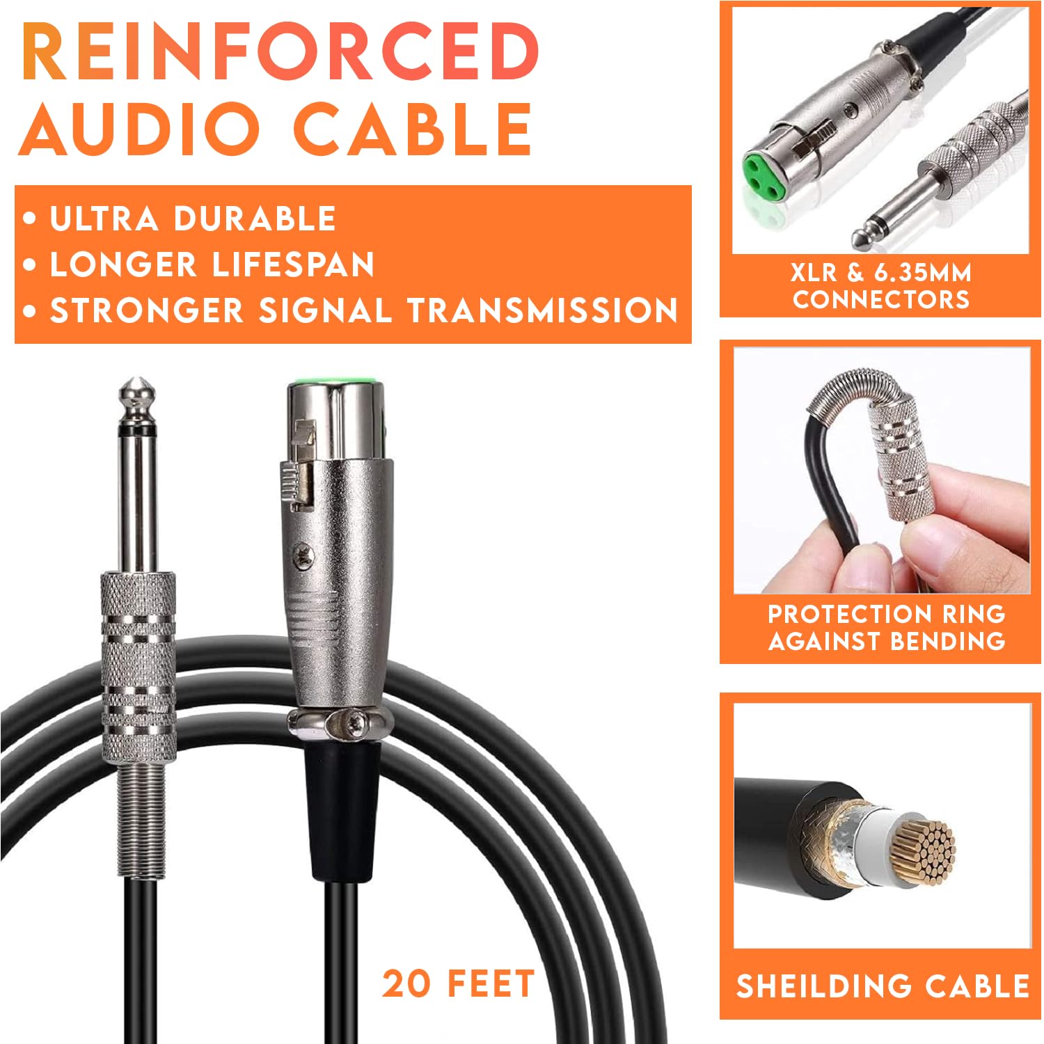 Digimore Supercardioid Dynamic Microphone | Metal Capsule | 20ft XLR Cable | Ideal for Vocals, Singing, Karaoke, Announcements, Live Performances (D-1050)