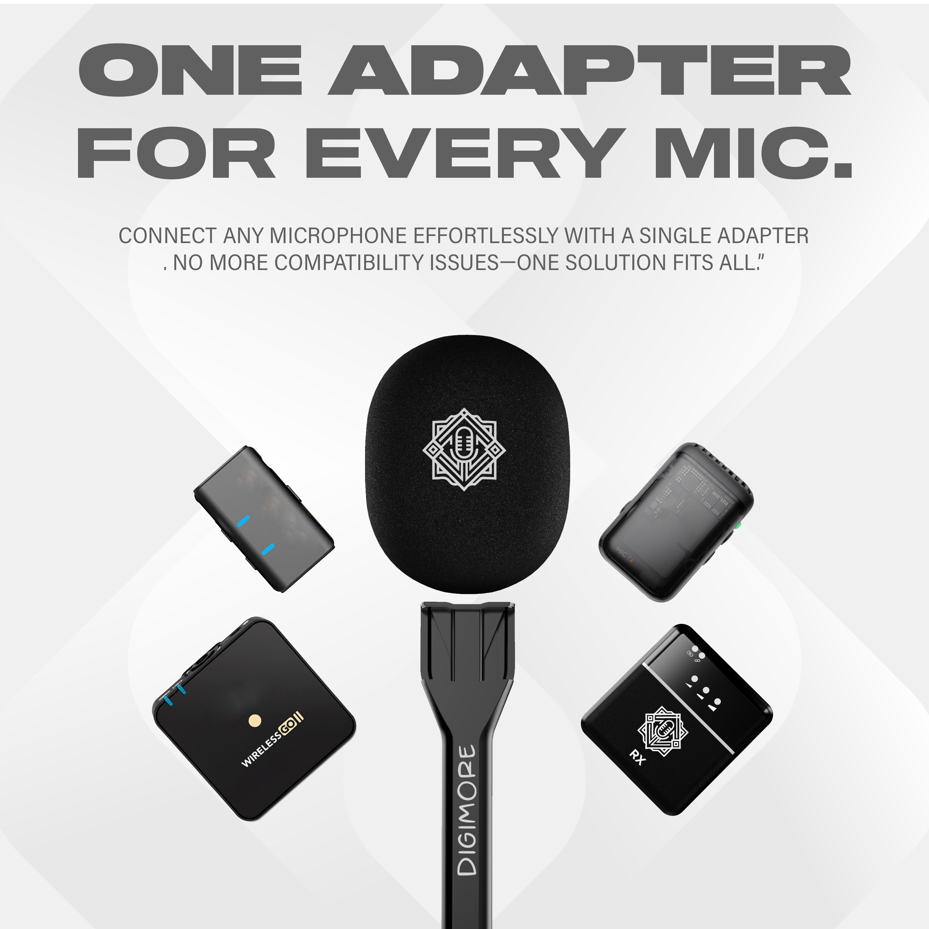 DIGIMORE Wireless Handheld Microphone Stick | Portable Plug & Play Mic with Windproof Sponge | Clear Sound, Long Range | Ideal for Live Shows, Interviews & Vlogging (D-180)