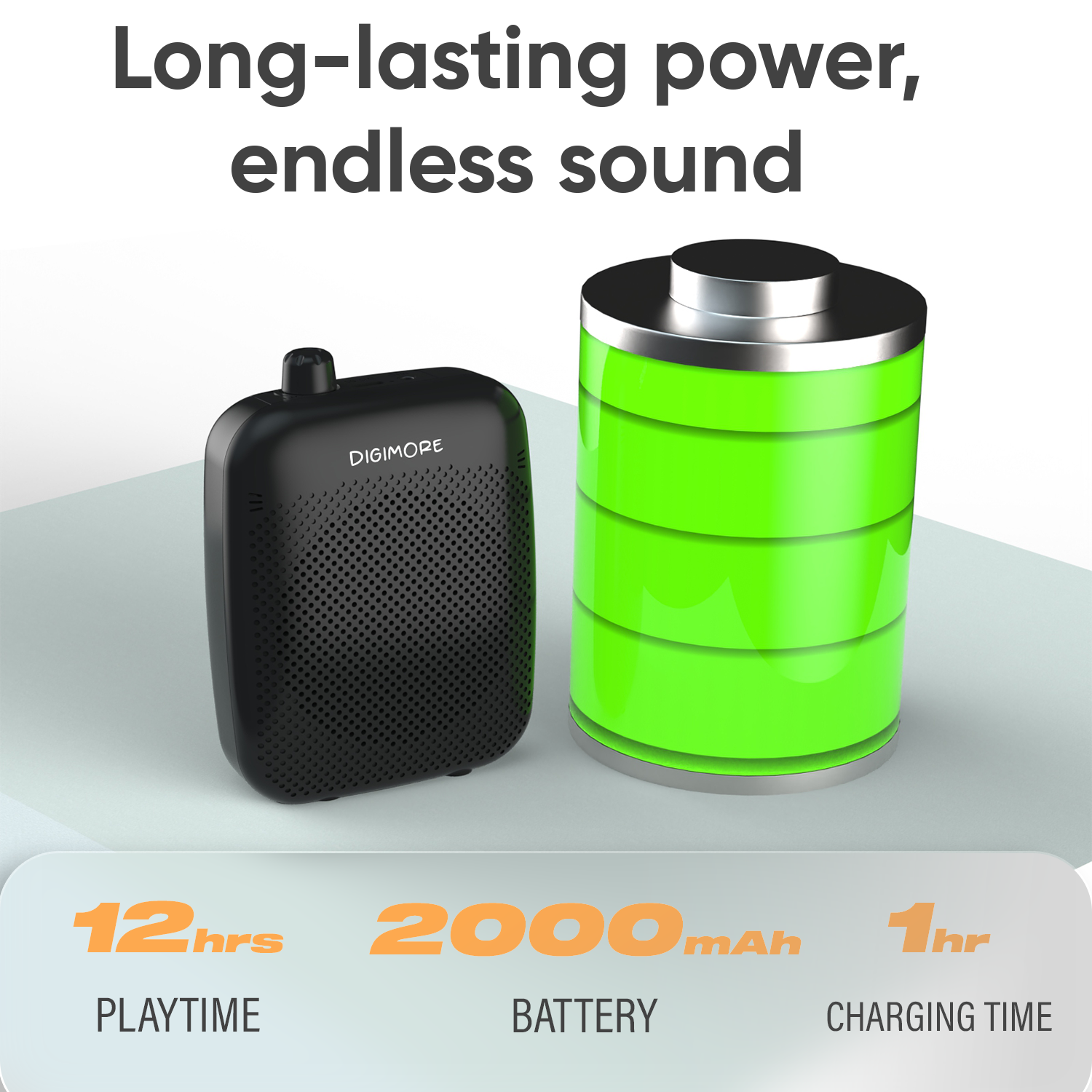 DIGIMORE 10W Voice Amplifier w/Collar Mic for Teachers | 12Hrs Battery | BT 5.4 | in-Built Noise Reduction | Wireless Collar Mic for Guides, Fitness, Announcements, Schools & Colleges (D-1200 Collar)