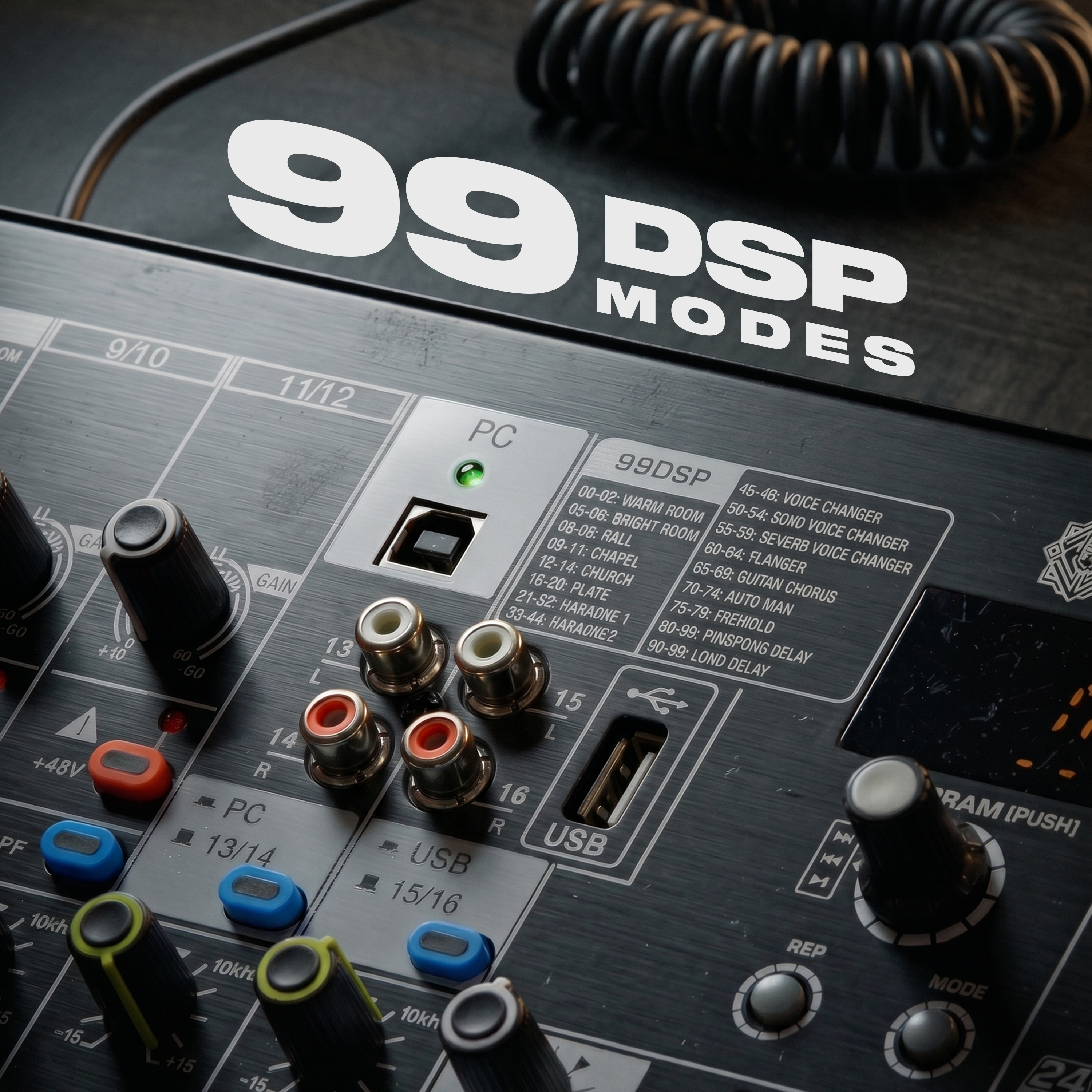 Digimore 24-Channel Audio Mixer | 6 Aux, 4 Groups & 1 Bass XLR Output | Pre/Post Control | Mute & 48V Phantom Power | 99 DSP Effects | BT 5.4/USB/PC Recording | Ideal for DJ & Live Events (D-2024)