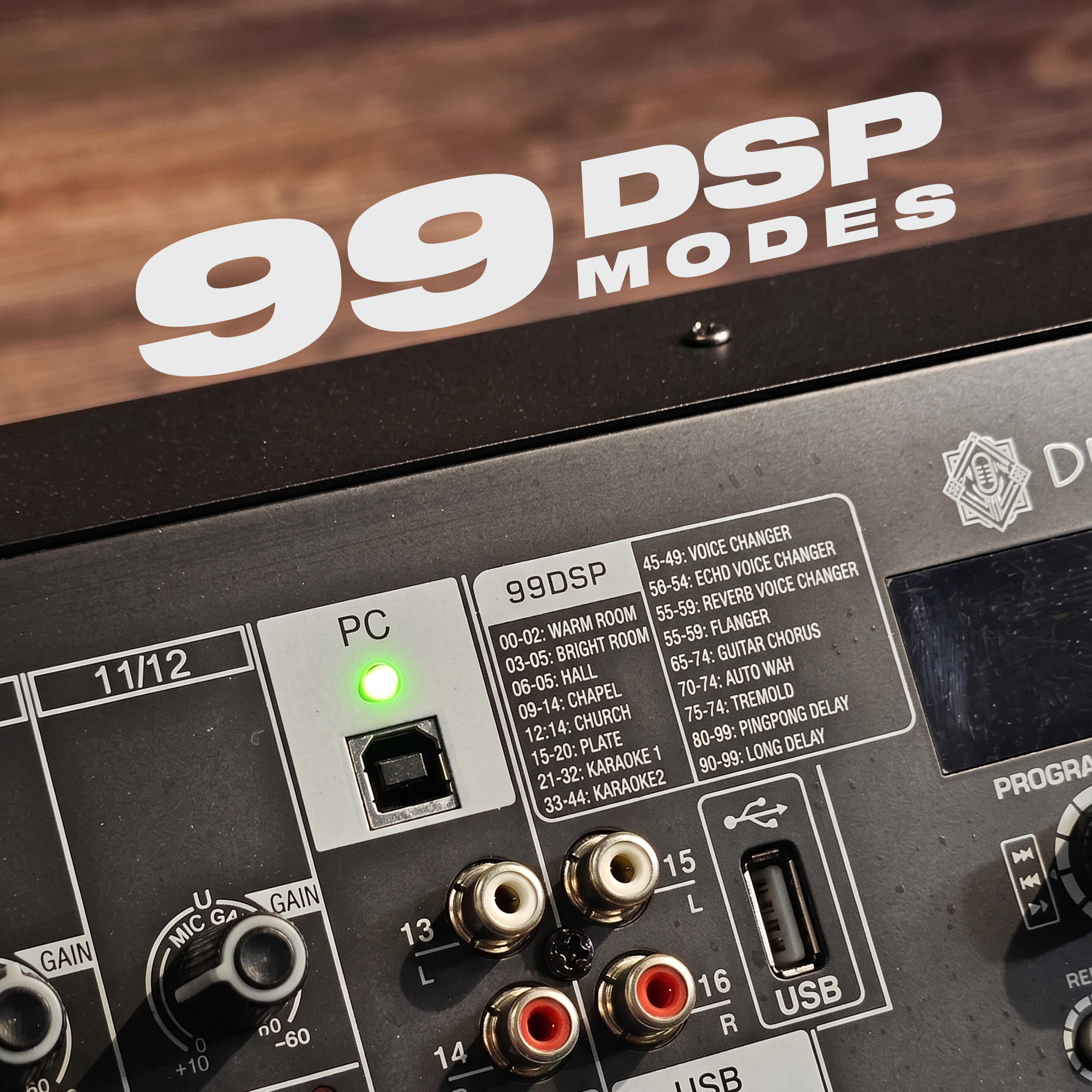 Digimore 16-Channel Audio Mixer | 6 Aux, 4 Groups & 1 Bass XLR Output | Pre/Post Control | Mute & 48V Phantom Power | 99 DSP Effects | BT 5.4/USB/PC Recording | Ideal for DJ & Live Events (D-2016)