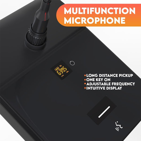 DIGIMORE UHF Wireless 18" Desktop Gooseneck & One Handheld Microphone | 60 Channels | 300 Feet Range | Meetings Video Conferences, Streaming Lectures (D-620)