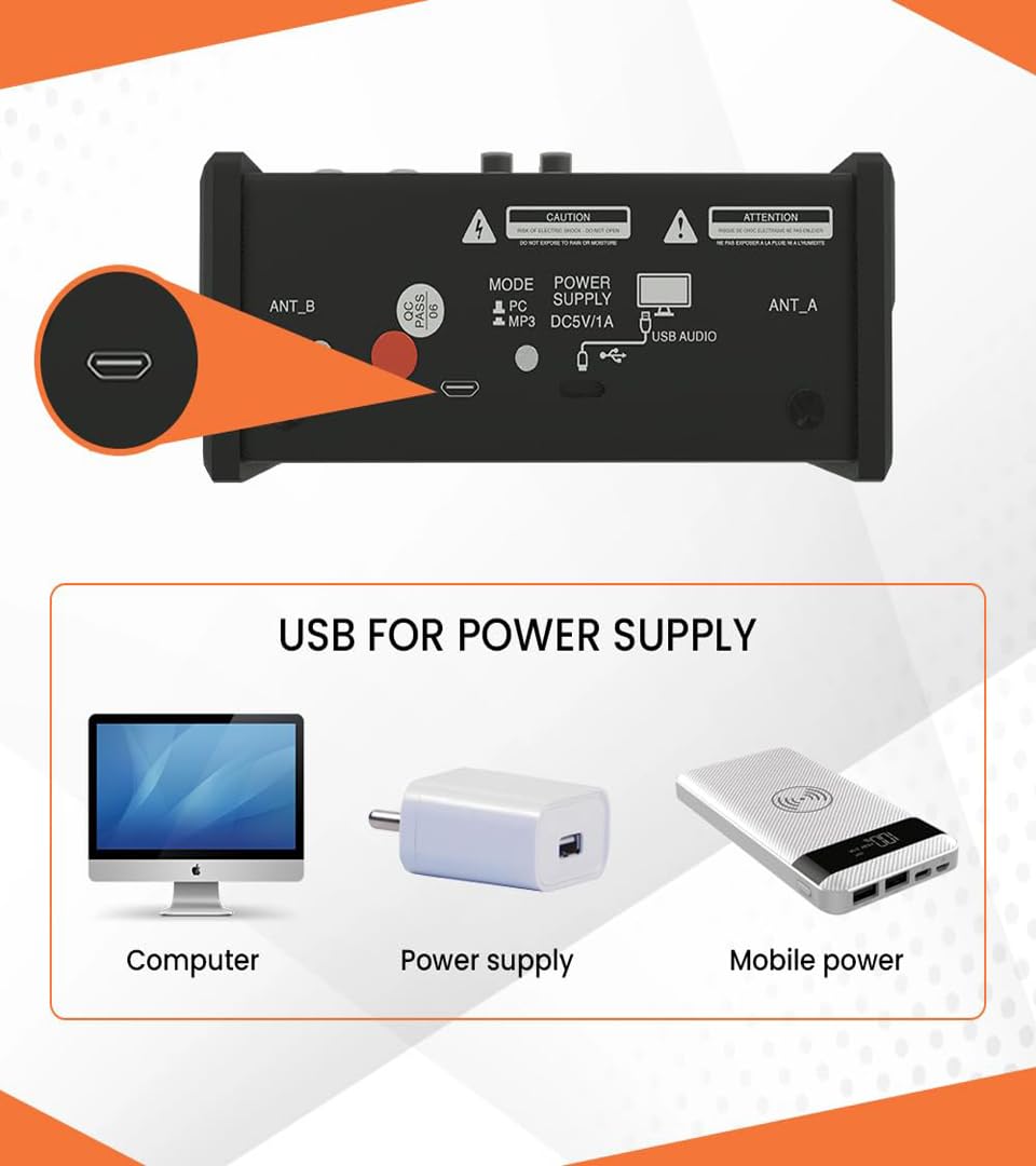 DIGIMORE Audio Mixer 4 Channel for Stage Live Studio Stereo Recording DJ Sound Board Console System Interface with 48V Phantom Power | HI-Z Function (D-200)