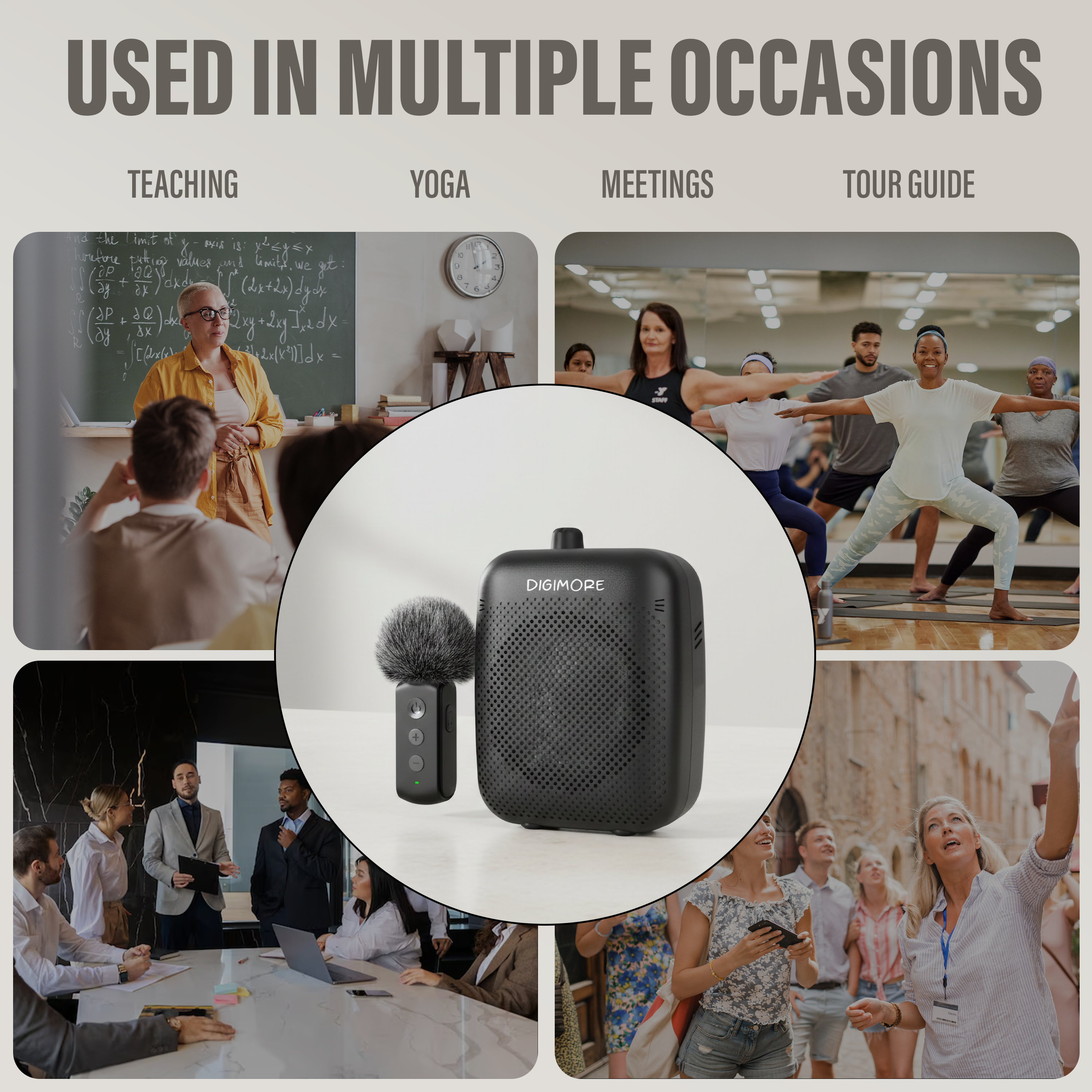 DIGIMORE 10W Voice Amplifier w/Collar Mic for Teachers | 12Hrs Battery | BT 5.4 | in-Built Noise Reduction | Wireless Collar Mic for Guides, Fitness, Announcements, Schools & Colleges (D-1200 Collar)