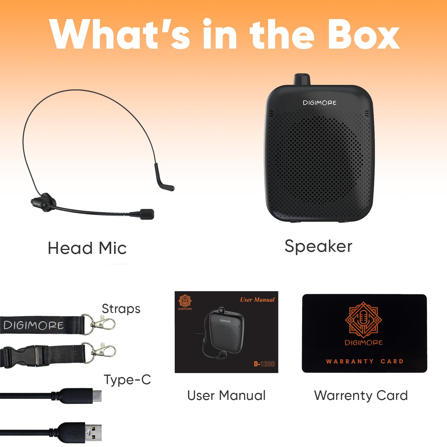 DIGIMORE 10W Voice Amplifier for Teachers with Bluetooth | 10 Hrs Battery | Wired Headset Mic with Speaker for Tour Guides, Yoga, Classroom Teaching Aid for Schools & Colleges (D-1200)