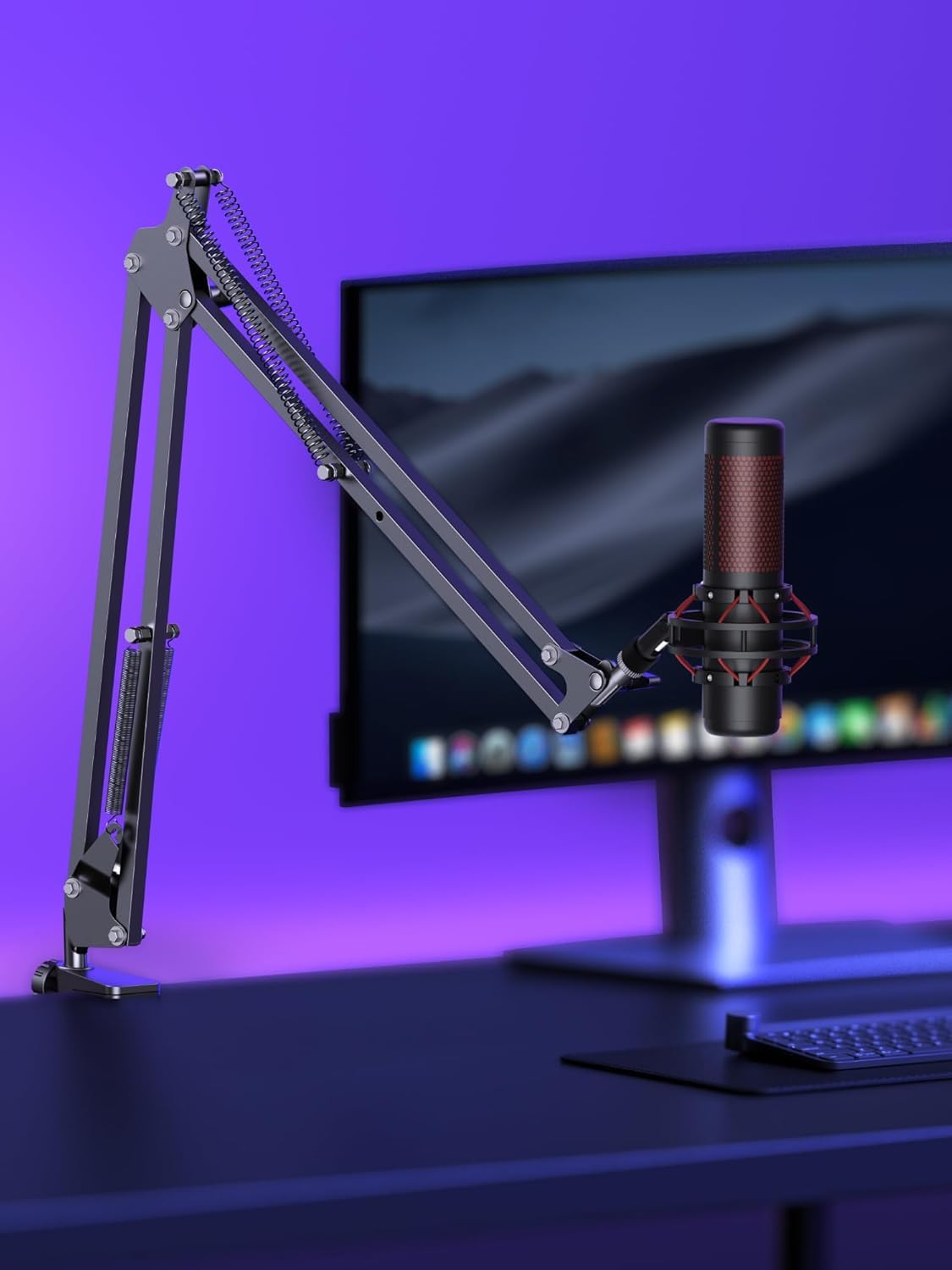 DIGIMORE D-110 Microphone Arm Stand, Adjustable Suspension Boom Scissor Mic Stand | Mic Clip | Upgraded Heavy Duty Clamp for Hyperx, Blue Yeti, Rode, Elgato