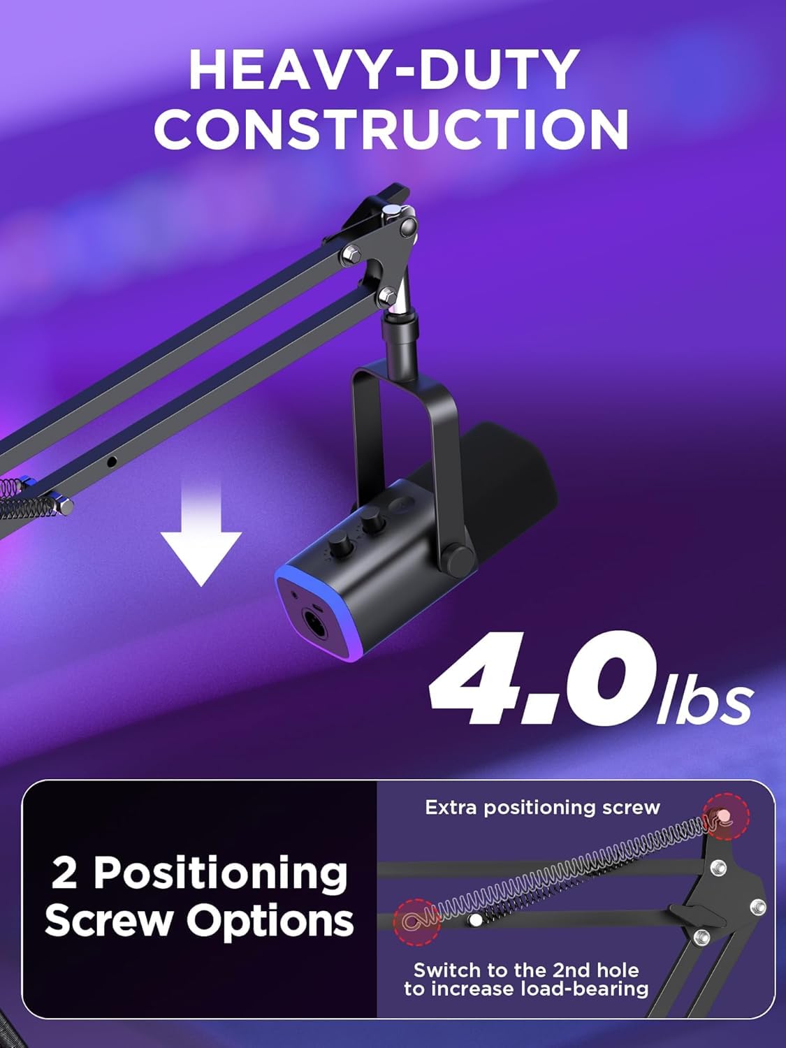 DIGIMORE D-110 Microphone Arm Stand, Adjustable Suspension Boom Scissor Mic Stand | Mic Clip | Upgraded Heavy Duty Clamp for Hyperx, Blue Yeti, Rode, Elgato