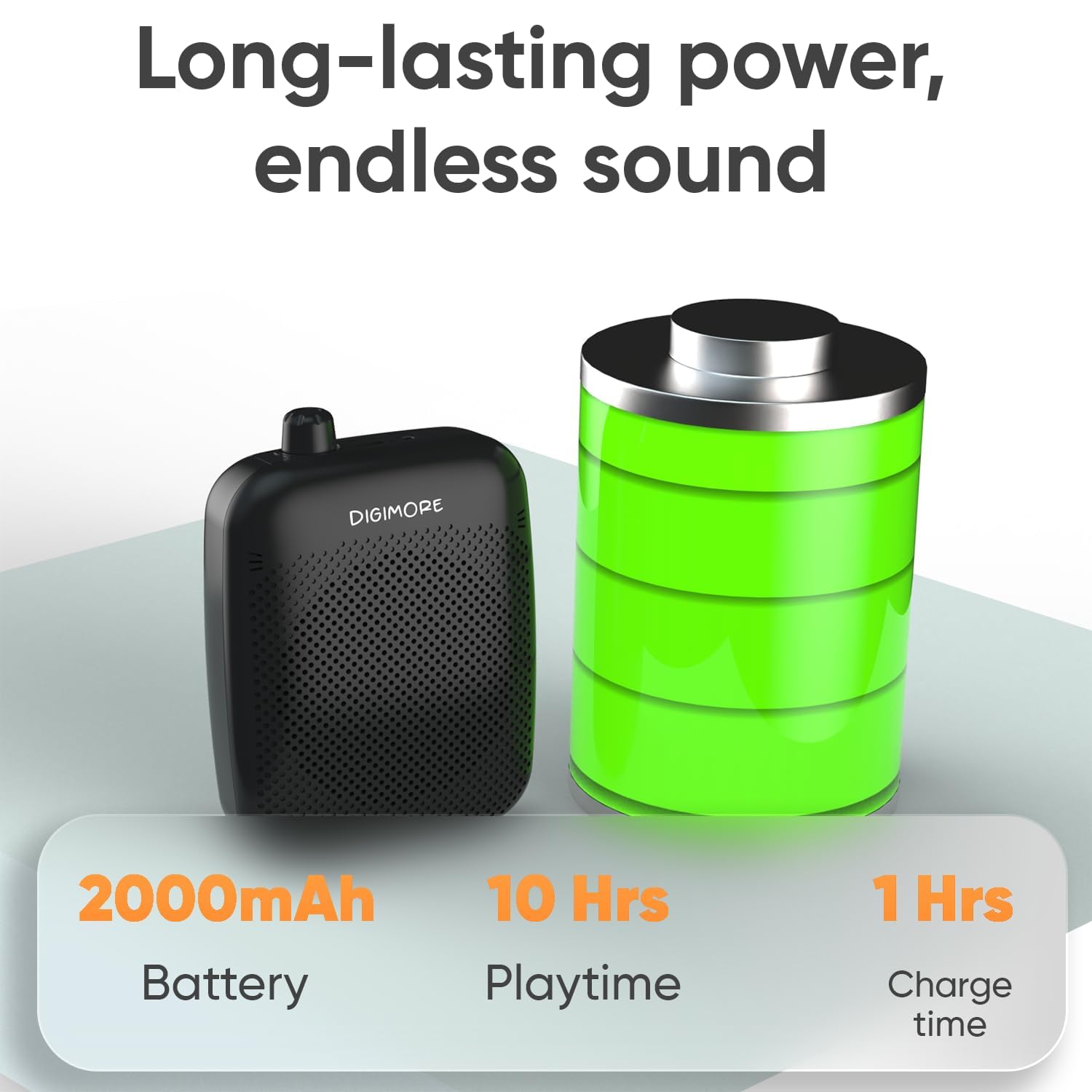 DIGIMORE Wireless Voice Amplifier for Teachers with Bluetooth | 10-Hr Battery | 10W Speaker | Wireless Headset Mic for Tour Guides, Teaching Mic, Factory Visits & PA System (D-1200 WL)