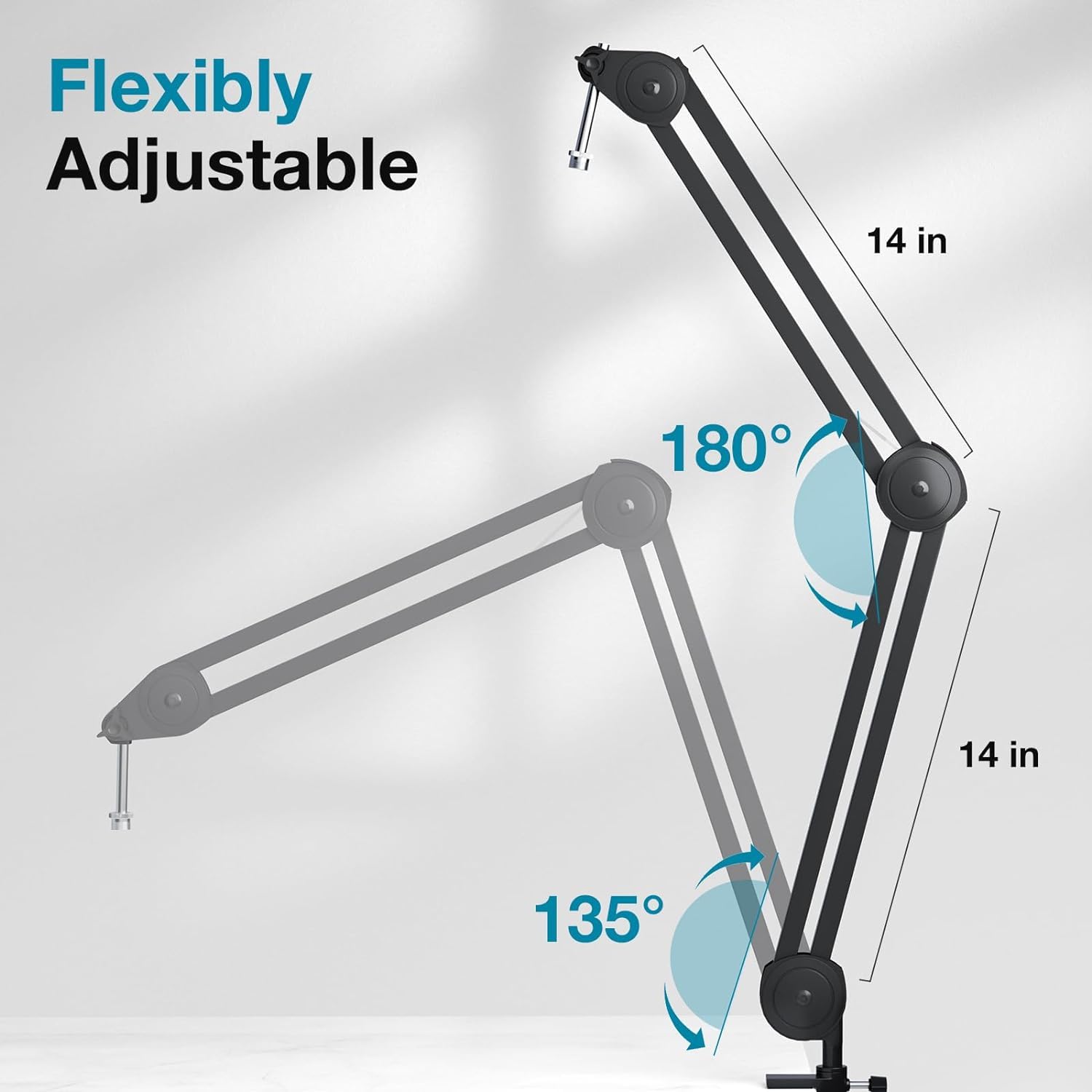 DIGIMORE Heavy Duty Microphone Stand - Adjustable Scissor Boom Arm With Suspension Holder and Mic Clip for Blue Yeti Snowball and Nano Dynamic & Condenser Mics (D-120)
