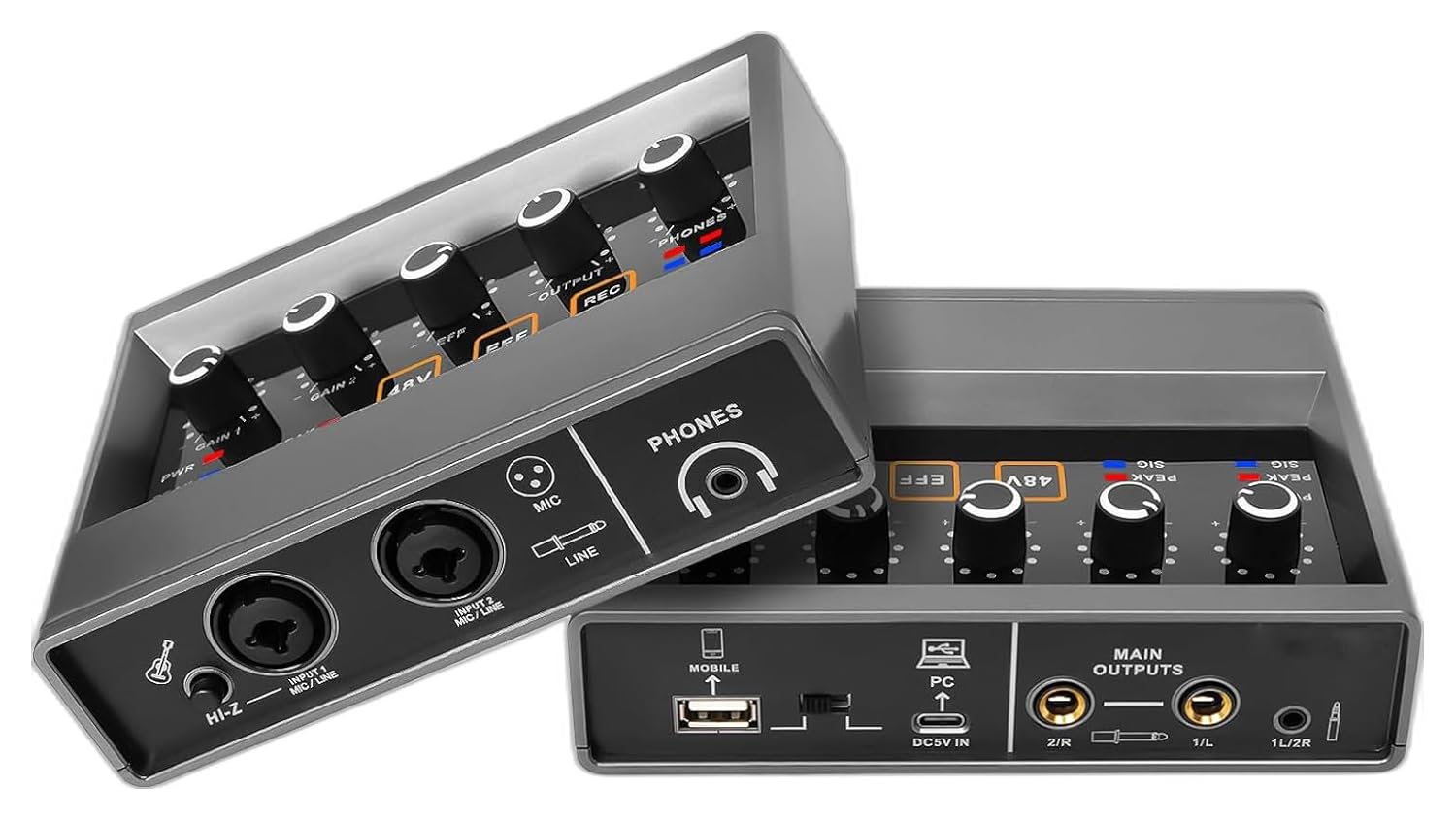 DIGIMORE 2 Channel Audio Interface For Recording Studio | Sound Card With 48KHz/16Bit USB-C, Built-in Monitor Jack, DSP Effect, 48V Phantom Power Use for Singing, Streaming, Podcasting (D-920)