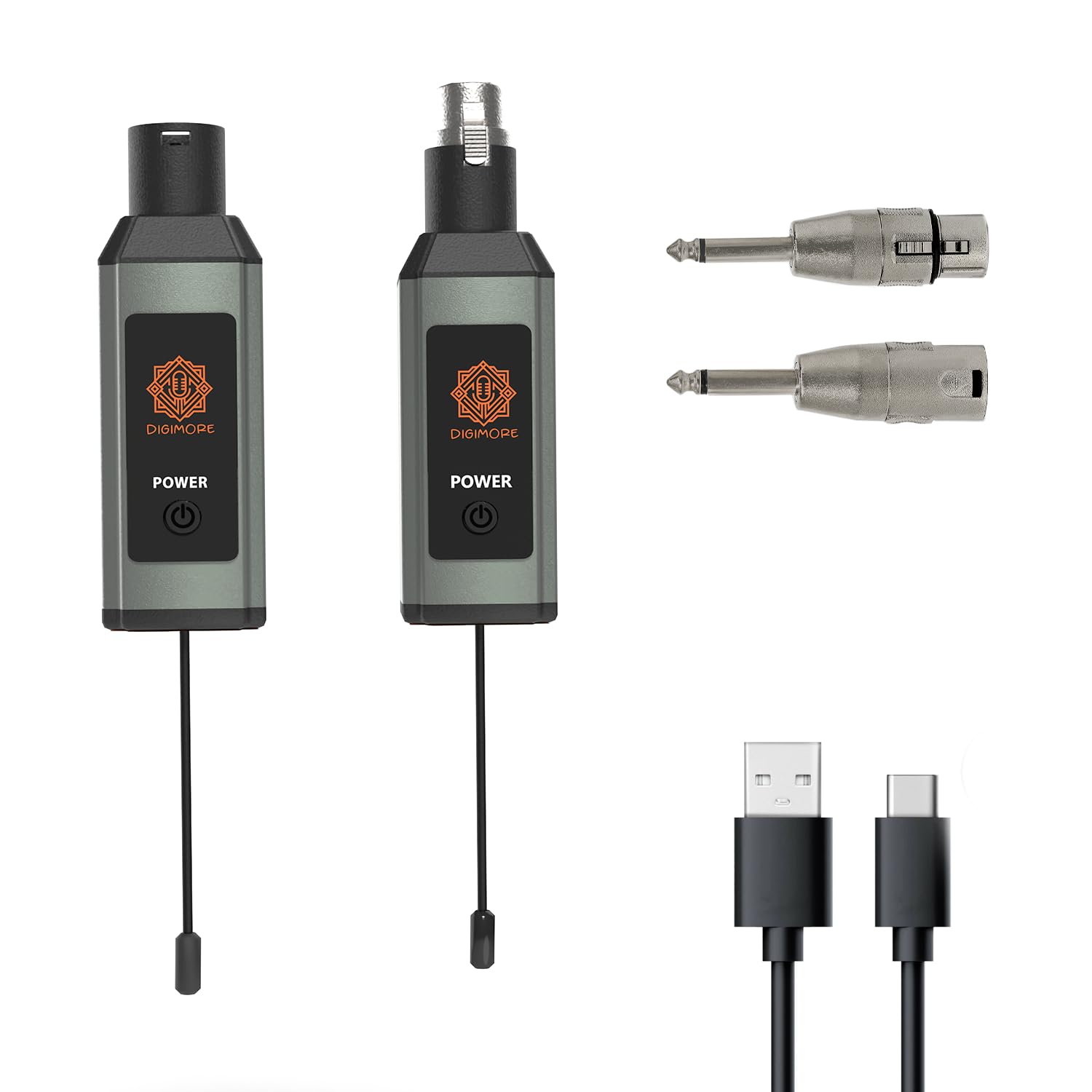 DIGIMORE UHF Wireless XLR Transmitter and Receiver | Up to 100ft Range | 5Hrs Long Battery | <5ms Latency | XLR Connector for Guitars, Mics, Mixers, and PA Systems (D-740)