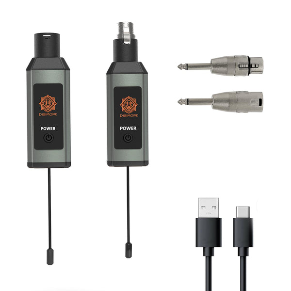 DIGIMORE UHF Wireless XLR Transmitter and Receiver | Up to 100ft Range | 5Hrs Long Battery | <5ms Latency | XLR Connector for Guitars, Mics, Mixers, and PA Systems (D-710)