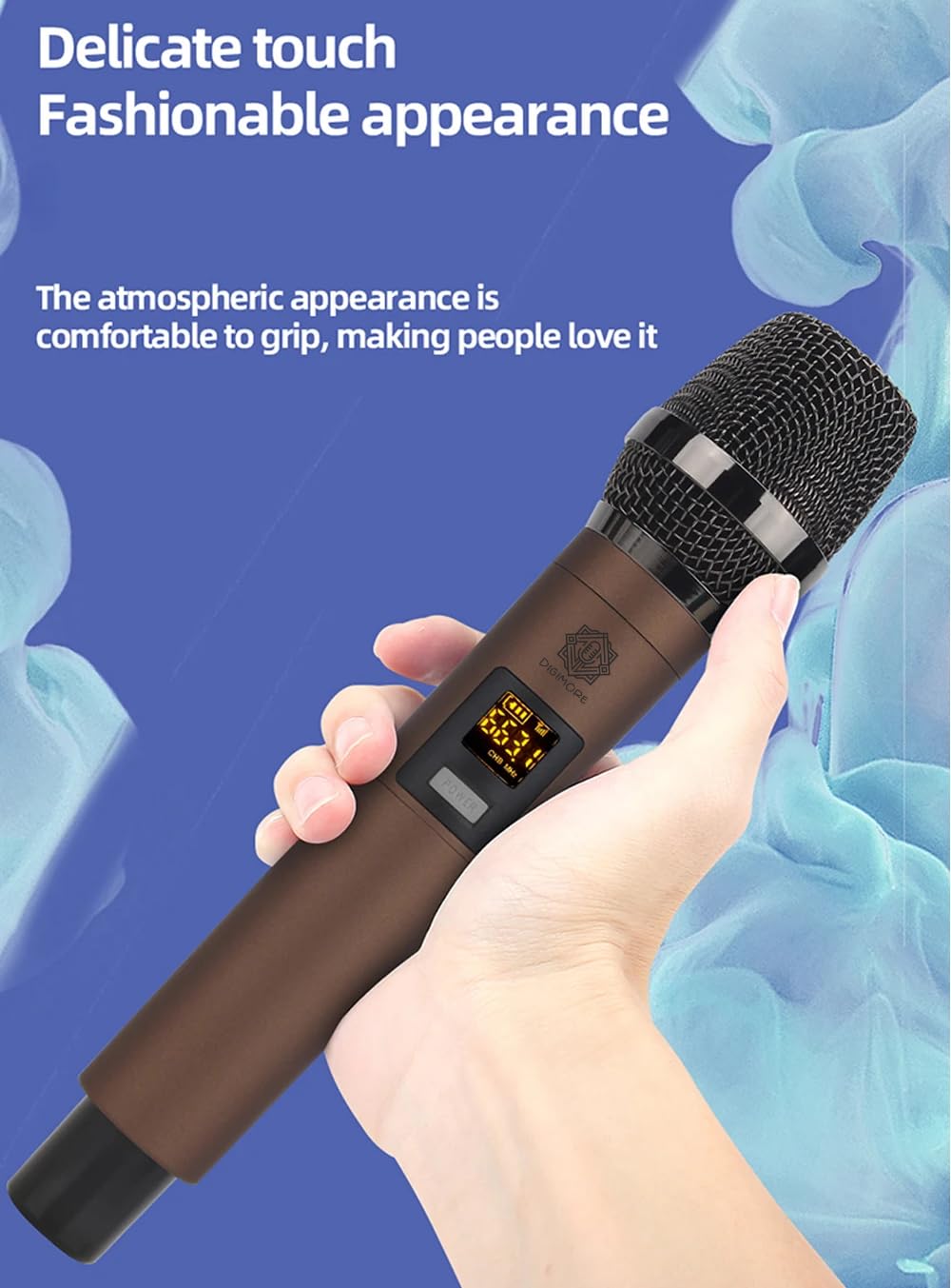 D-300 4 Channel Professional Audio Mixer With Dual Wireless Mic, Sound Board Console 16 DSP Controls MP3 Bluetooth 48V Phantom Power USB Interface DJ Mixing for Home Karaoke Party Studio Recording