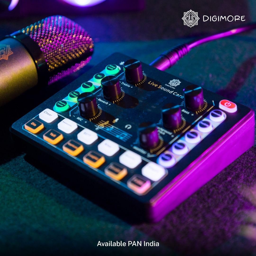 DIGIMORE Dual Condenser Microphone Kit for Singing with D-220 Sound Card | Studio Recording Equipments Full Set, Voice Recorder Mic, Karaoke, Gaming, Podcast & Lecture (D-442)