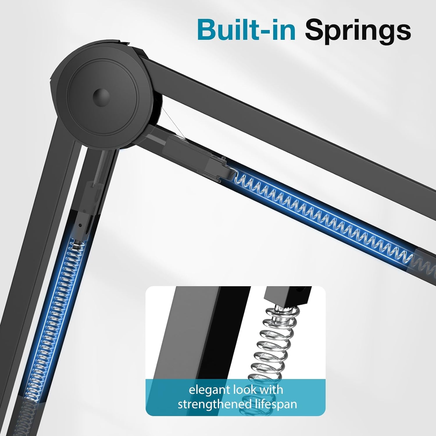 DIGIMORE Heavy Duty Microphone Stand - Adjustable Scissor Boom Arm With Suspension Holder and Mic Clip for Blue Yeti Snowball and Nano Dynamic & Condenser Mics (D-120)