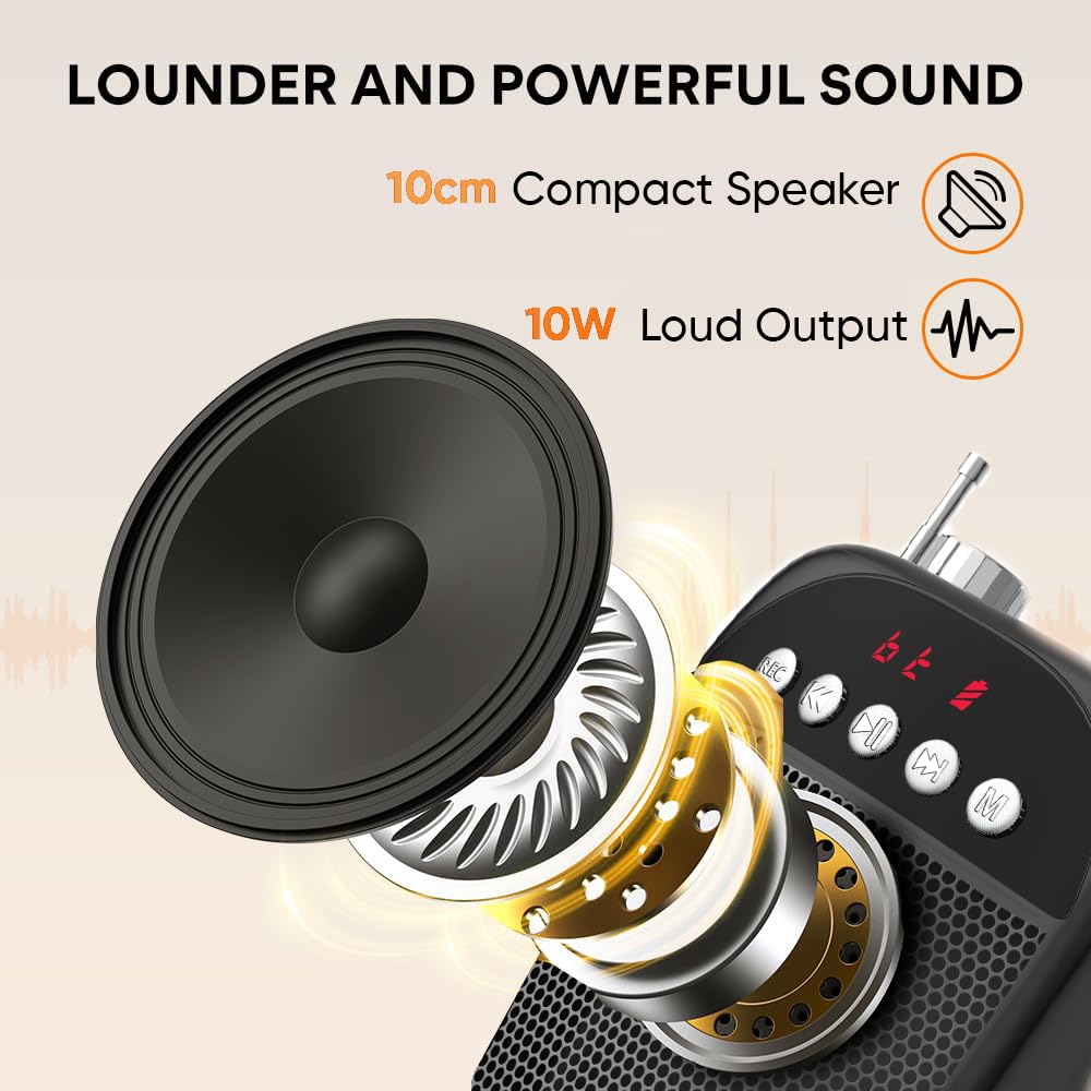 DIGIMORE Wireless Portable Voice Amplifier | 10W Speaker w Head Mic | BT 5.0, USB MP3, FM, TF Card & Recording Feature | 10Hrs Battery | for Tour Guides, Yoga, Fitness Instructors, Colleges (D-1230)