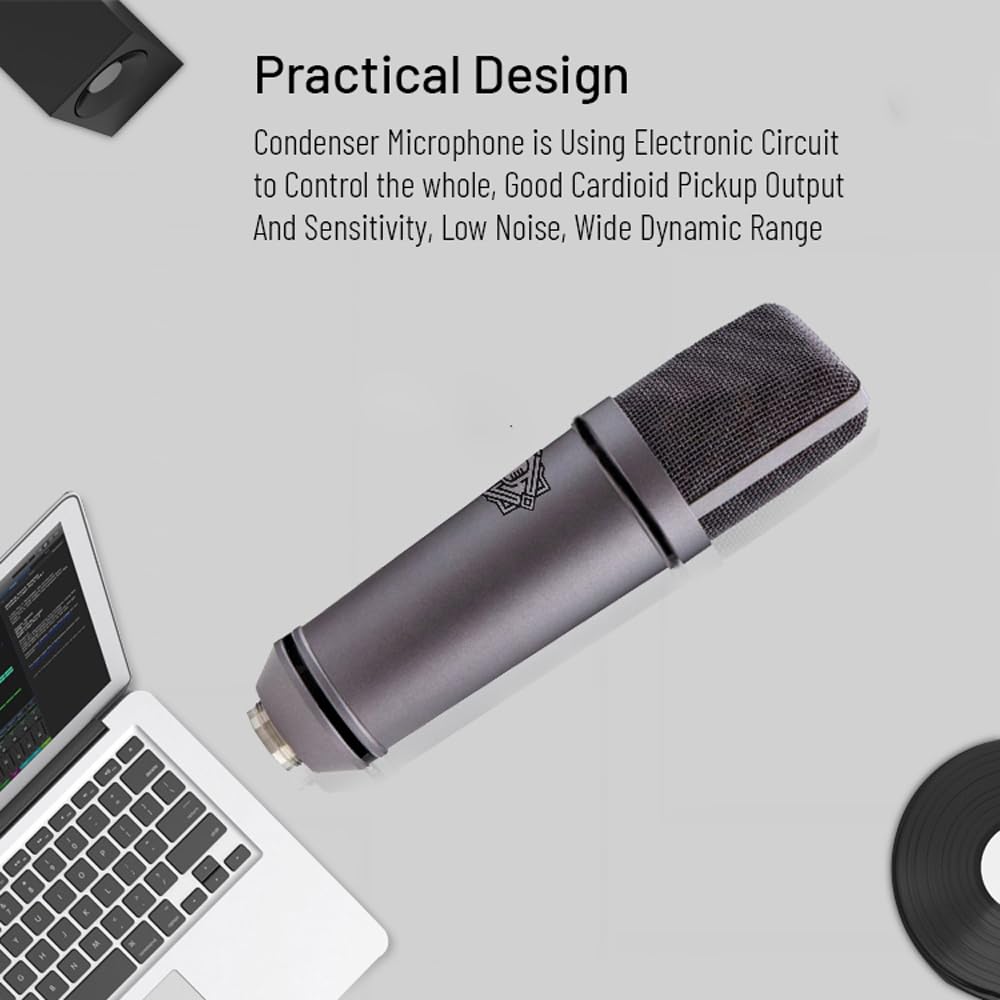 DIGIMORE Professional Condenser Microphone Kit with Audio Interface for Podcasting Live Streaming Singing PC Mobile YouTube (D-415)