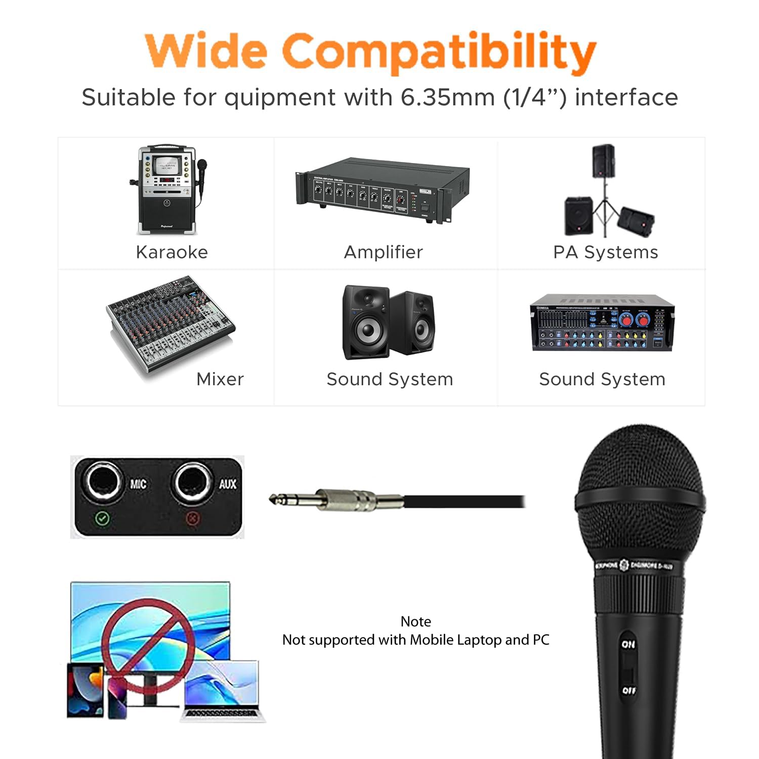 DIGIMORE Super-Cardioid Dynamic Microphone | Wired Mic with 20ft