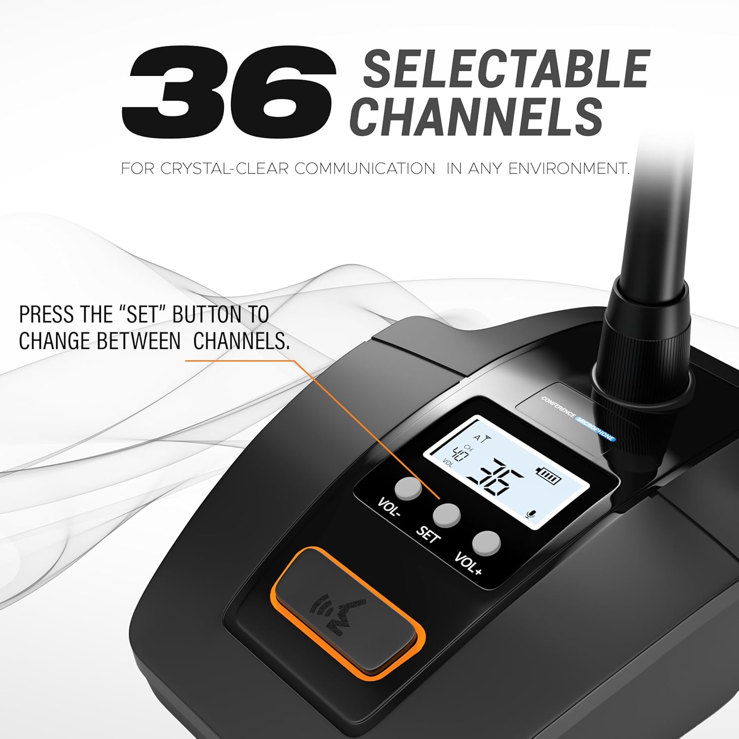 DIGIMORE UHF Wireless Gooseneck Microphone System | 24″ Adjustable Desktop Mic | 160 ft Range | 36 Channels | Ideal for Meetings, Lectures & Broadcasting (D-605)