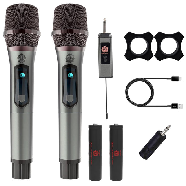 DIGIMORE Dual UHF Wireless Microphone for Singing | 8Hrs Battery | 200ft Range | Type-C Charging | Dual Cordless mic for House Parties, Outdoor Party, Singing, Classroom (D-350)