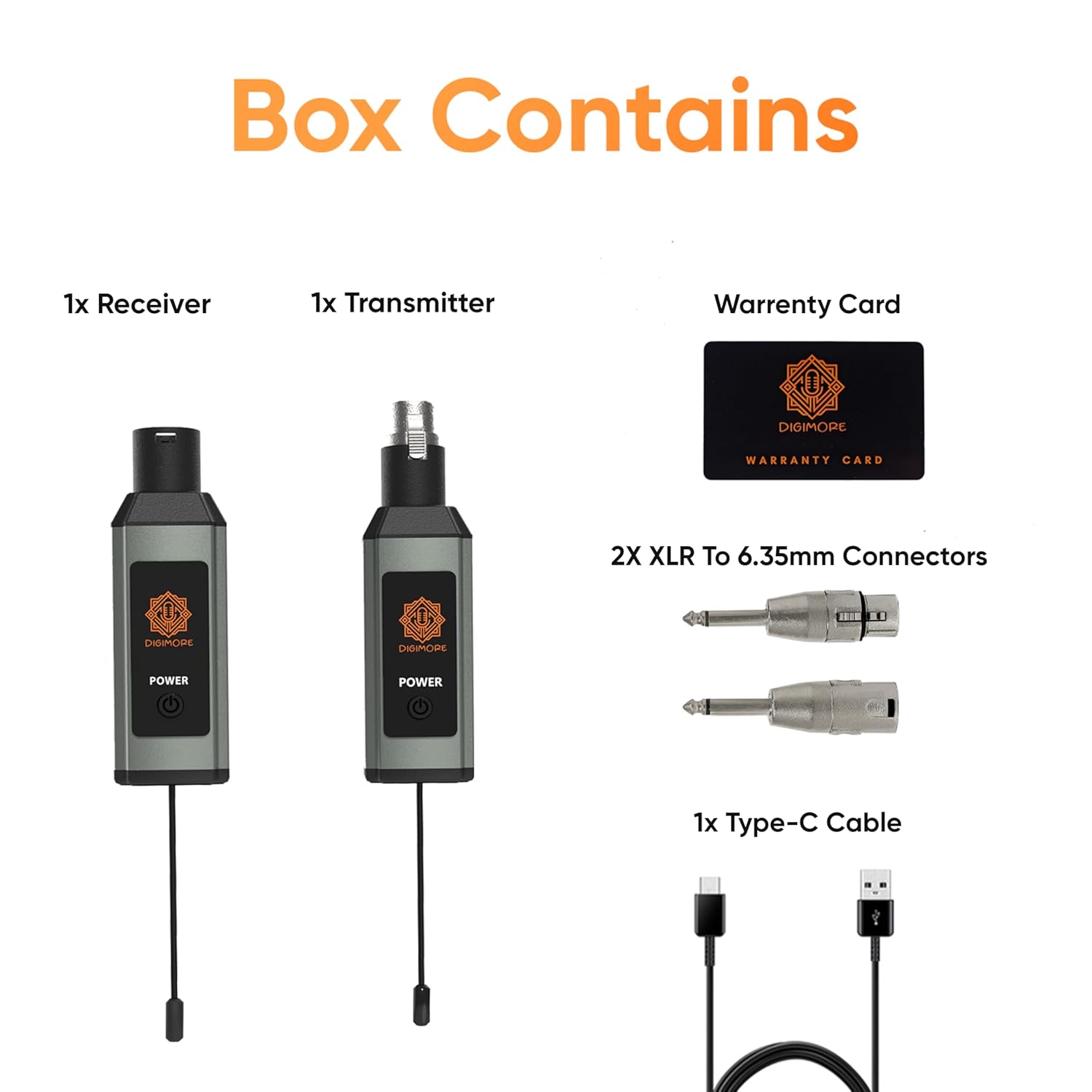 DIGIMORE UHF Wireless XLR Transmitter and Receiver | Up to 100ft Range | 5Hrs Long Battery | <5ms Latency | XLR Connector for Guitars, Mics, Mixers, and PA Systems (D-710)