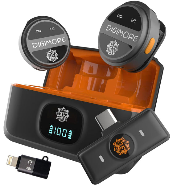 DIGIMORE Wireless Microphone for Youtubers | Collar Mic for iPhones/Type-C | 48KHz/24Bit | 164ft Long Range | ANC Mode | 48Hrs Battery for Video Recording, Podcast, Streaming (D-460)