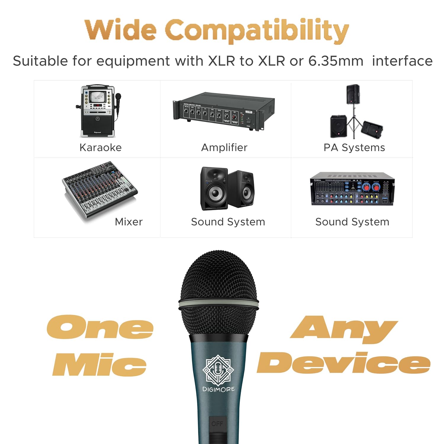 DIGIMORE Professional XLR Dynamic Microphone | Cardioid Pickup | for Vocals, Professional Studio & Live Performance (D-1040)