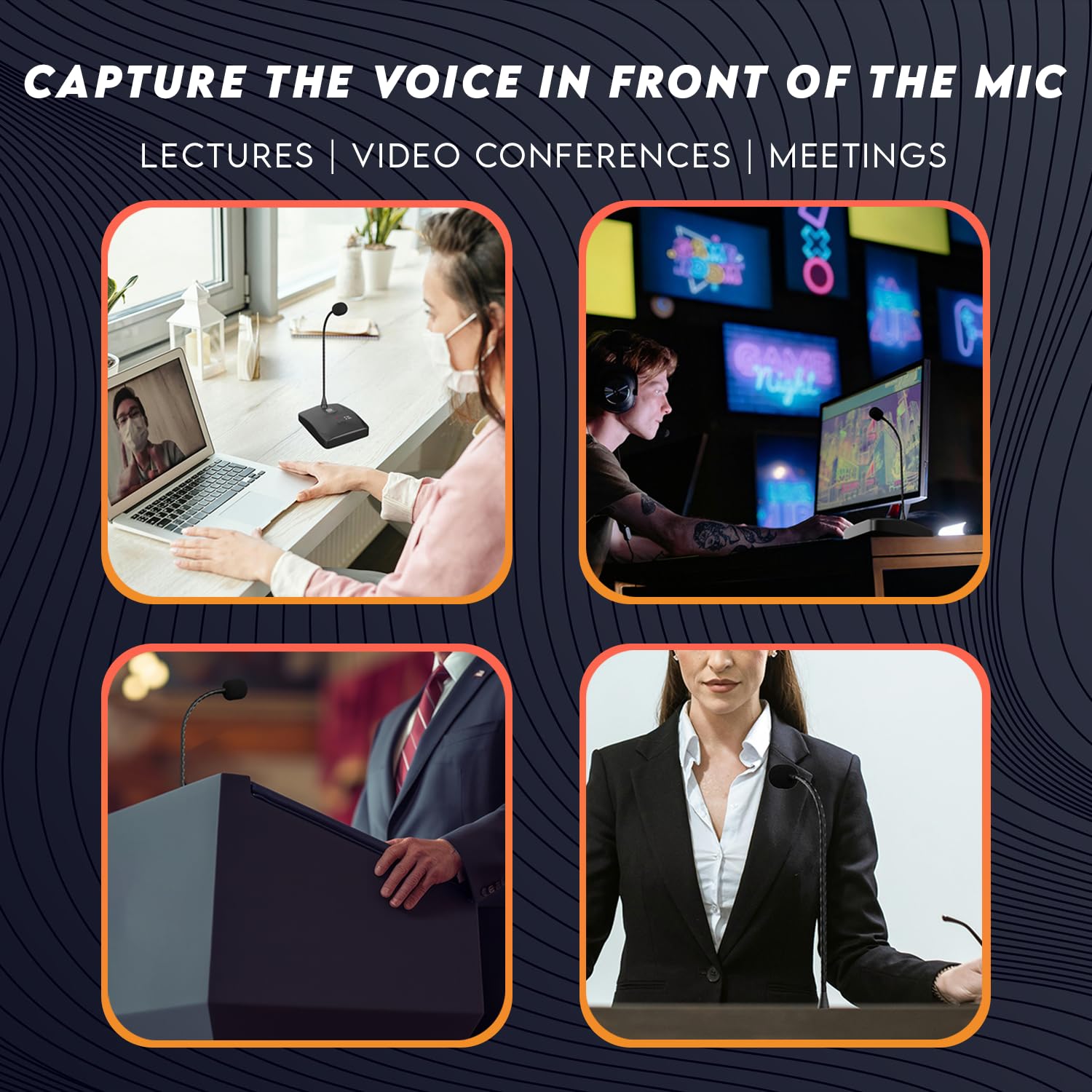 DIGIMORE Desktop Condenser Gooseneck Microphone 18" Podium Microphone with ON/Off Switch, XLR Mic for Meetings Video Conferences, Streaming Lectures (D-650)