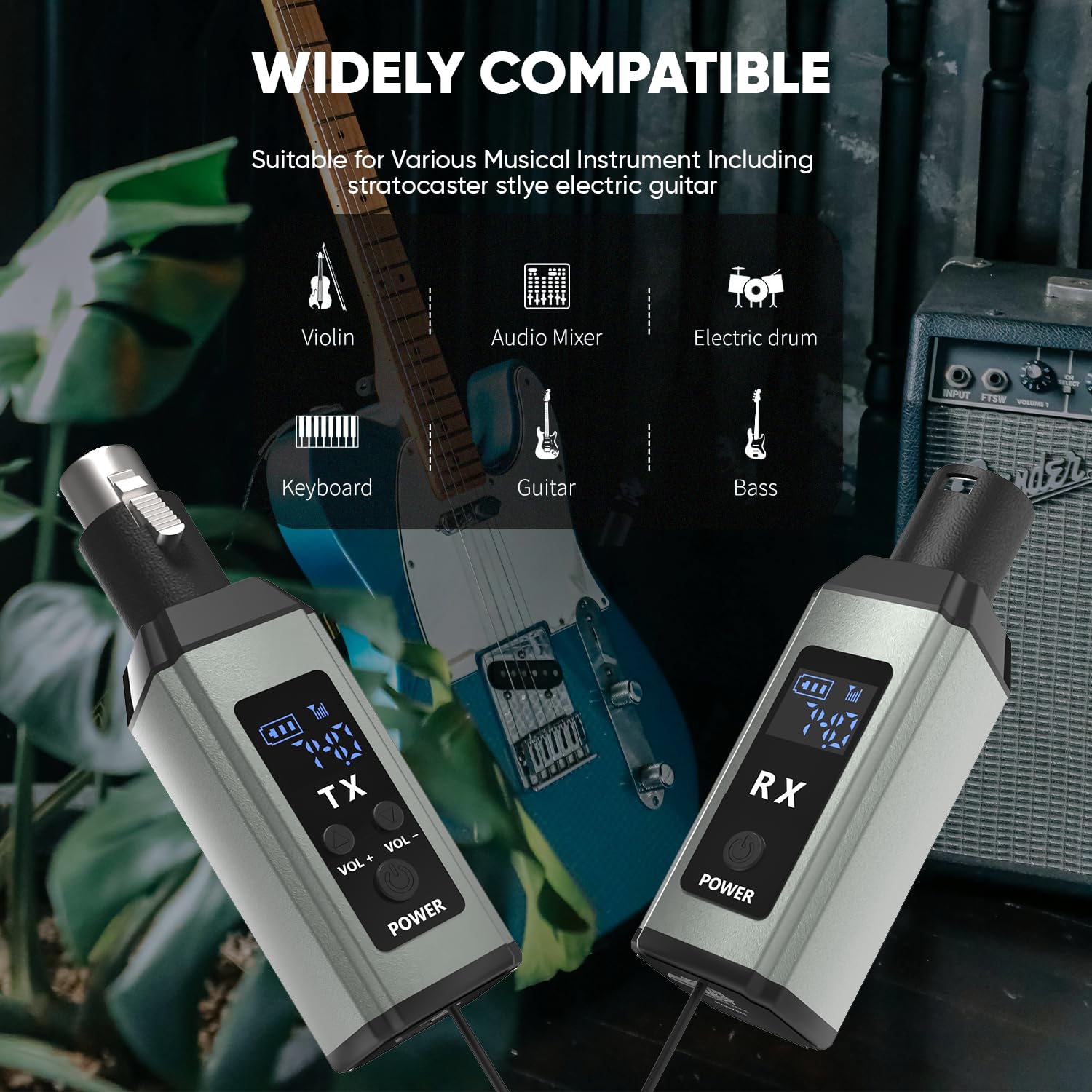 DIGIMORE UHF Wireless XLR Transmitter and Receiver | Up to 100ft Range | 5Hrs Long Battery | <5ms Latency | XLR Connector for Guitars, Mics, Mixers, and PA Systems (D-740)