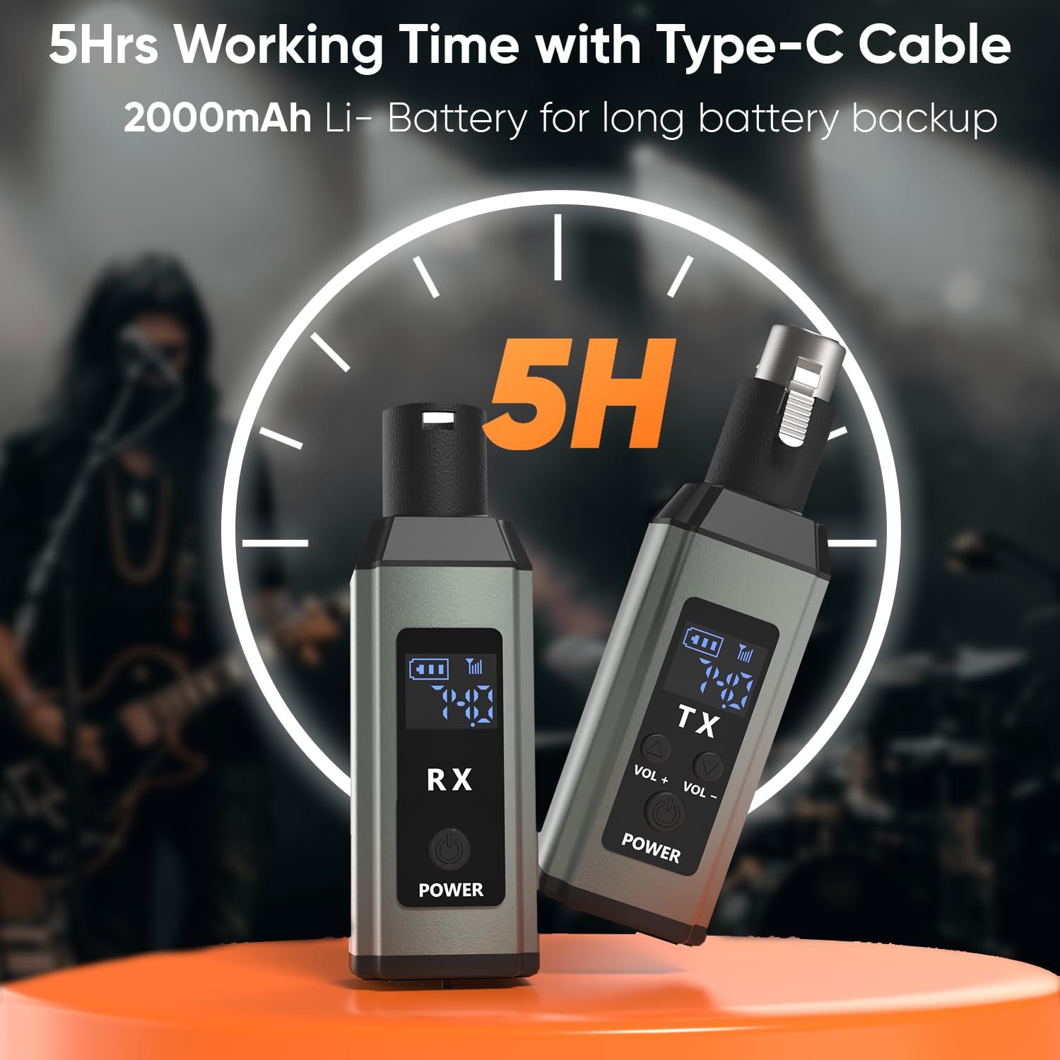 DIGIMORE UHF Wireless XLR Transmitter and Receiver | Up to 100ft Range | 5Hrs Long Battery | <5ms Latency | XLR Connector for Guitars, Mics, Mixers, and PA Systems (D-740)