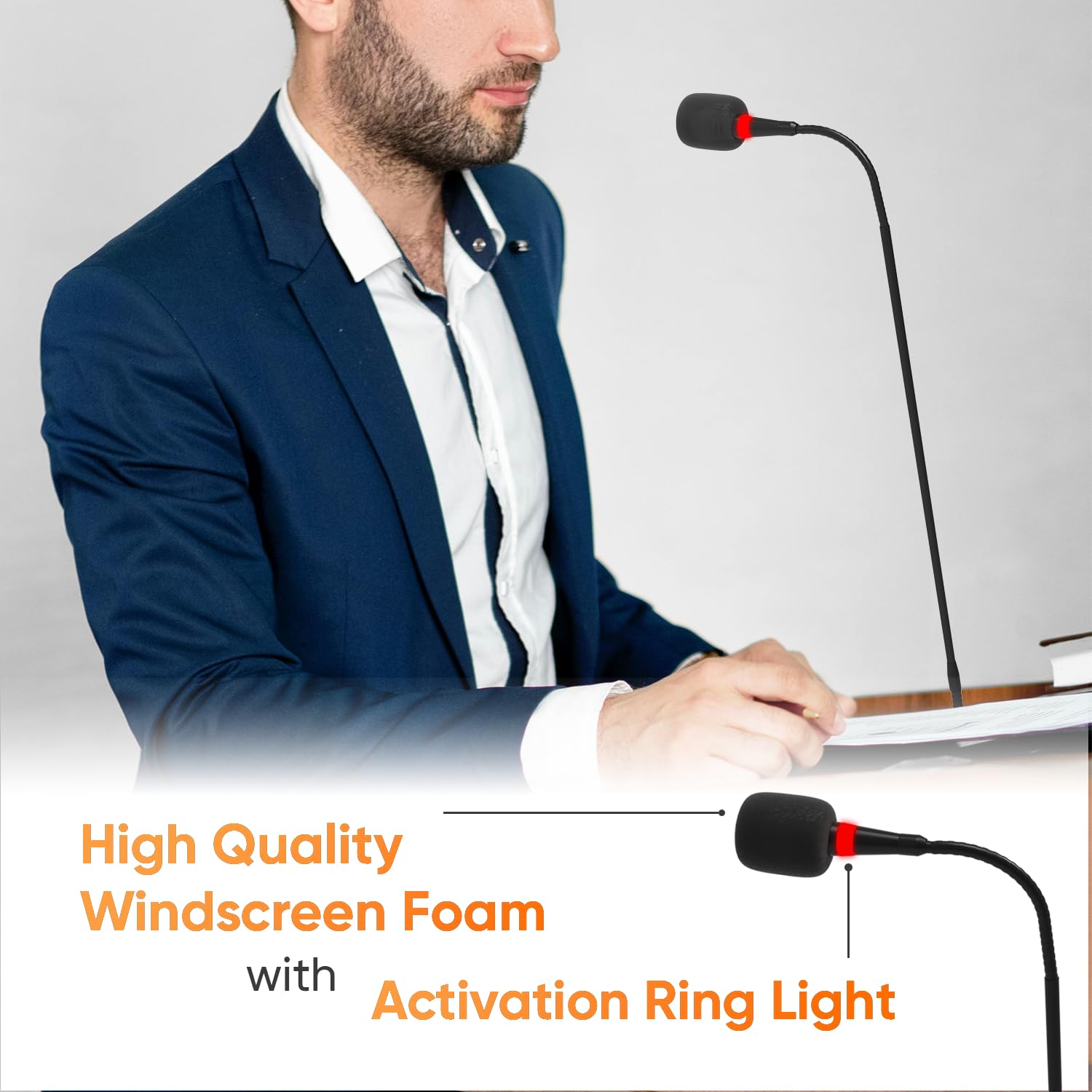 DIGIMORE 24" Desktop Podium Gooseneck Condenser Microphone | XLR Input, ON/Off Switch | Ideal for Meetings, Video Conferences, Streaming, Lectures (D-660)