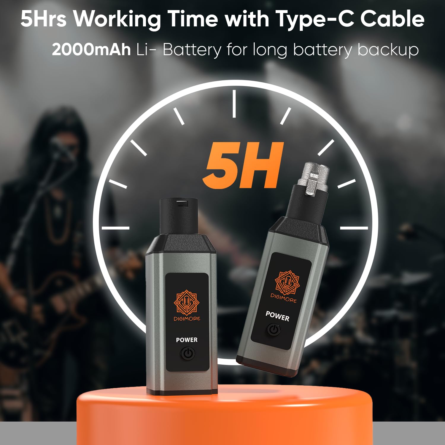 DIGIMORE UHF Wireless XLR Transmitter and Receiver | Up to 100ft Range | 5Hrs Long Battery | <5ms Latency | XLR Connector for Guitars, Mics, Mixers, and PA Systems (D-710)