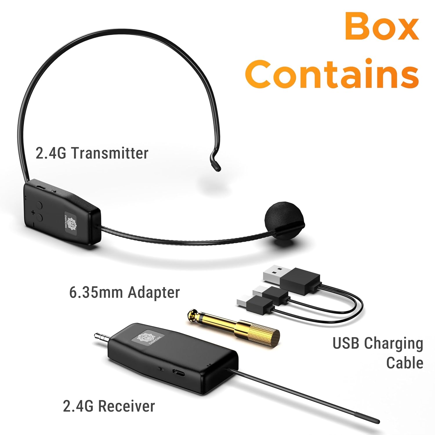 2-Person Wireless Headset Microphone System | 160ft Range 2.4G Dual Mics For Speakers & PA Systems
