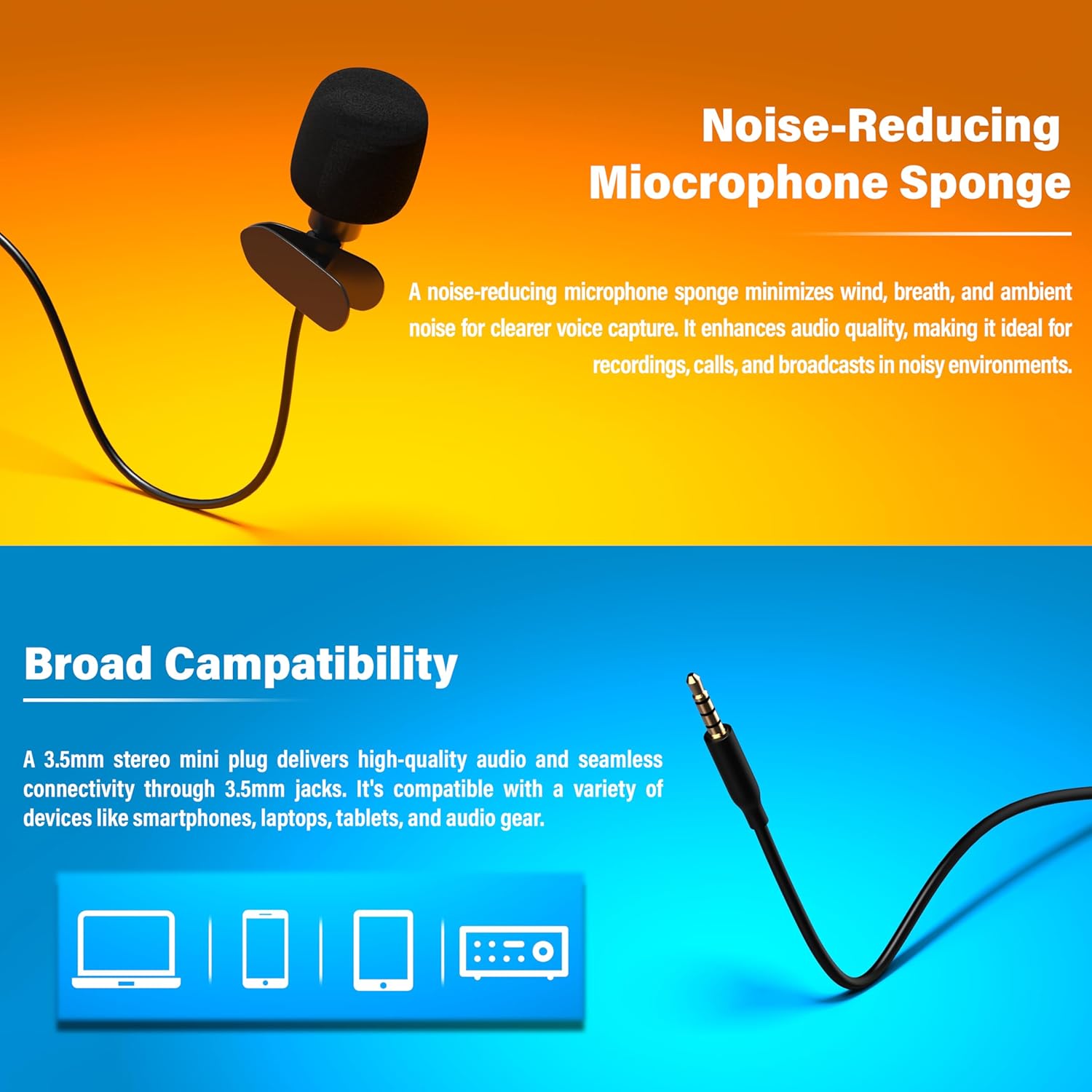DIGIMORE Lavalier Microphone | Omnidirectional Clip-On Mic | Noise-Reduction Chip | Two-Way Headset | for Recording, Streaming & Online Meetings (D-470 3.5mm)