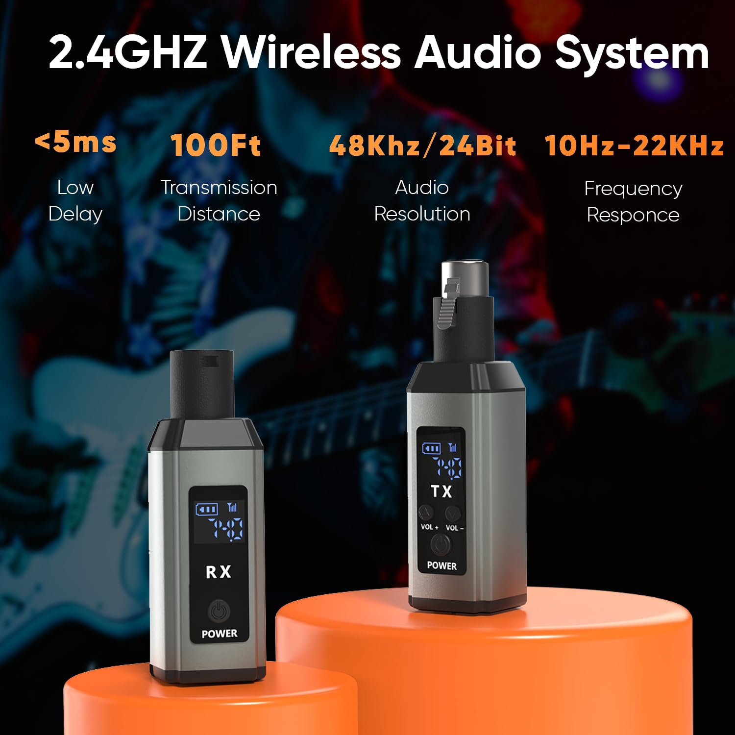 DIGIMORE UHF Wireless XLR Transmitter and Receiver | Up to 100ft Range | 5Hrs Long Battery | <5ms Latency | XLR Connector for Guitars, Mics, Mixers, and PA Systems (D-740)