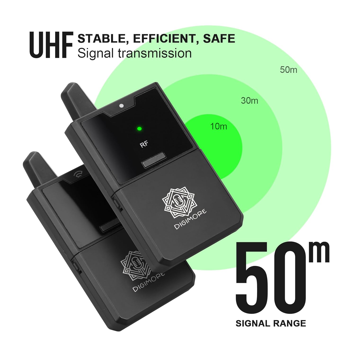DIGIMORE UHF Wireless Handheld Microphone for Camera & Smartphones | 30 Channels | 324ft Range | Cardioid Pickup | for Interviews, Vlogging, Singing & Events (D-343 H)