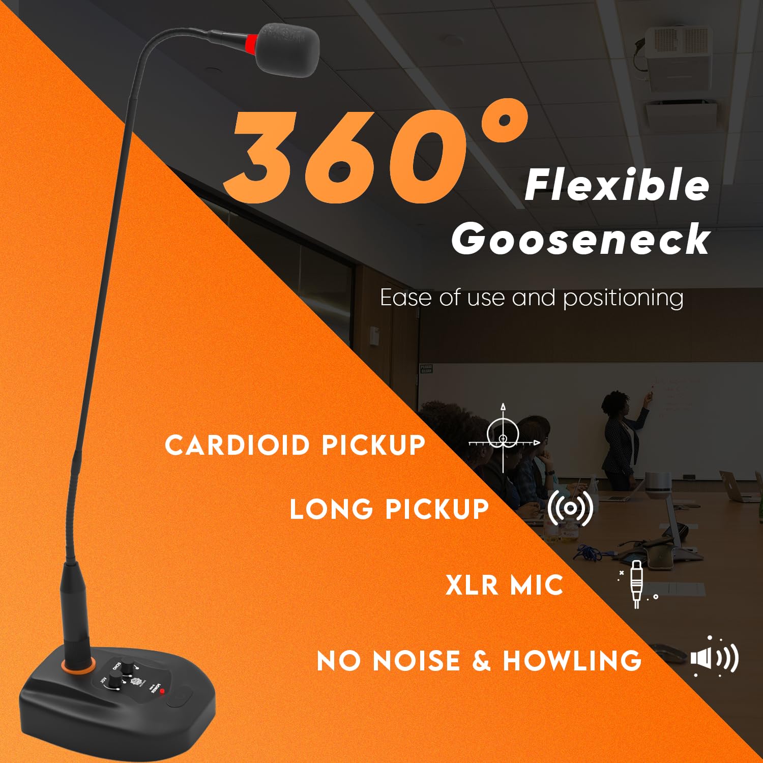 DIGIMORE 24" Desktop Podium Gooseneck Condenser Microphone | XLR Input, ON/Off Switch | Ideal for Meetings, Video Conferences, Streaming, Lectures (D-660)