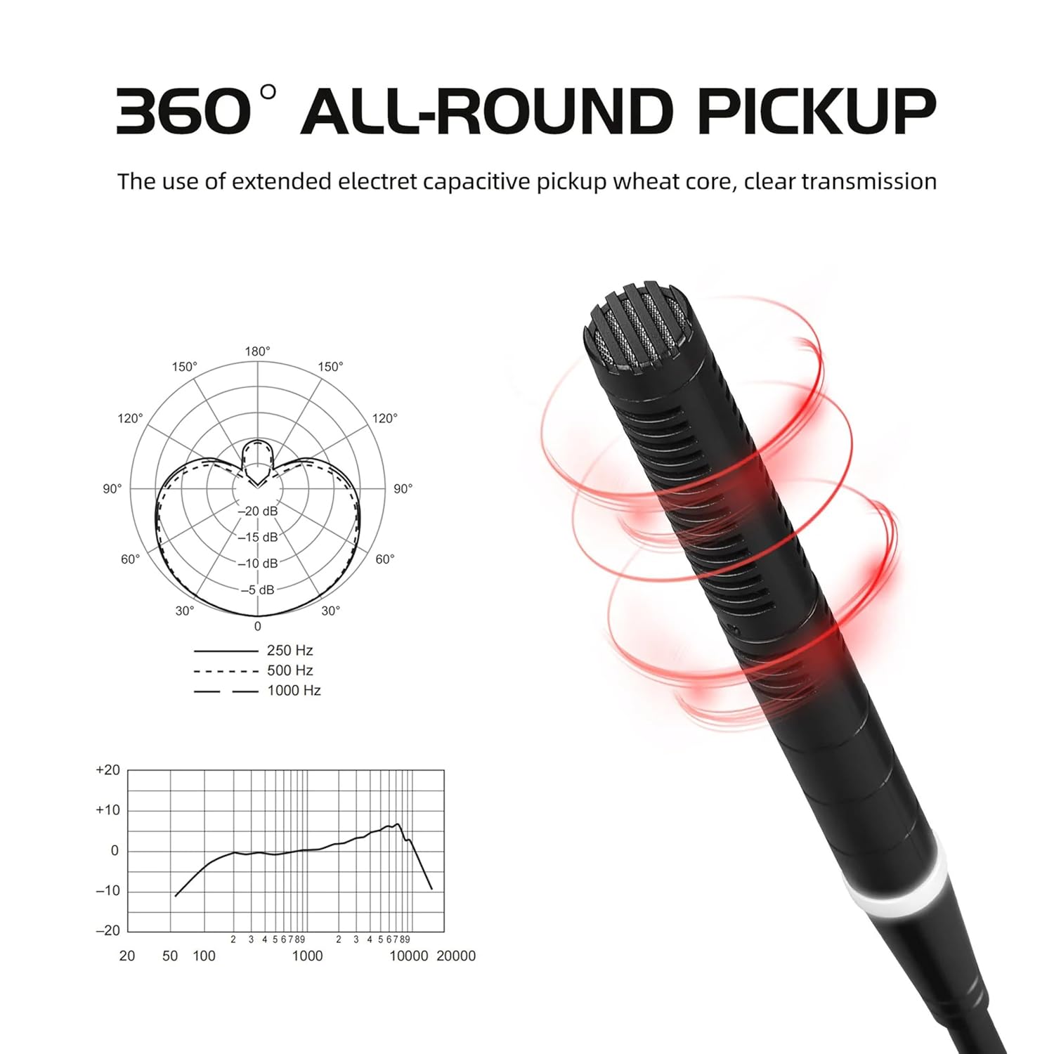 DIGIMORE Wired Gooseneck Microphone System with 1-Touch Mute | 24″ Adjustable Desktop Mic | Cardioid Pickup | XLR Output – Ideal for Meetings, Lectures & Public Speaking (D‑670)