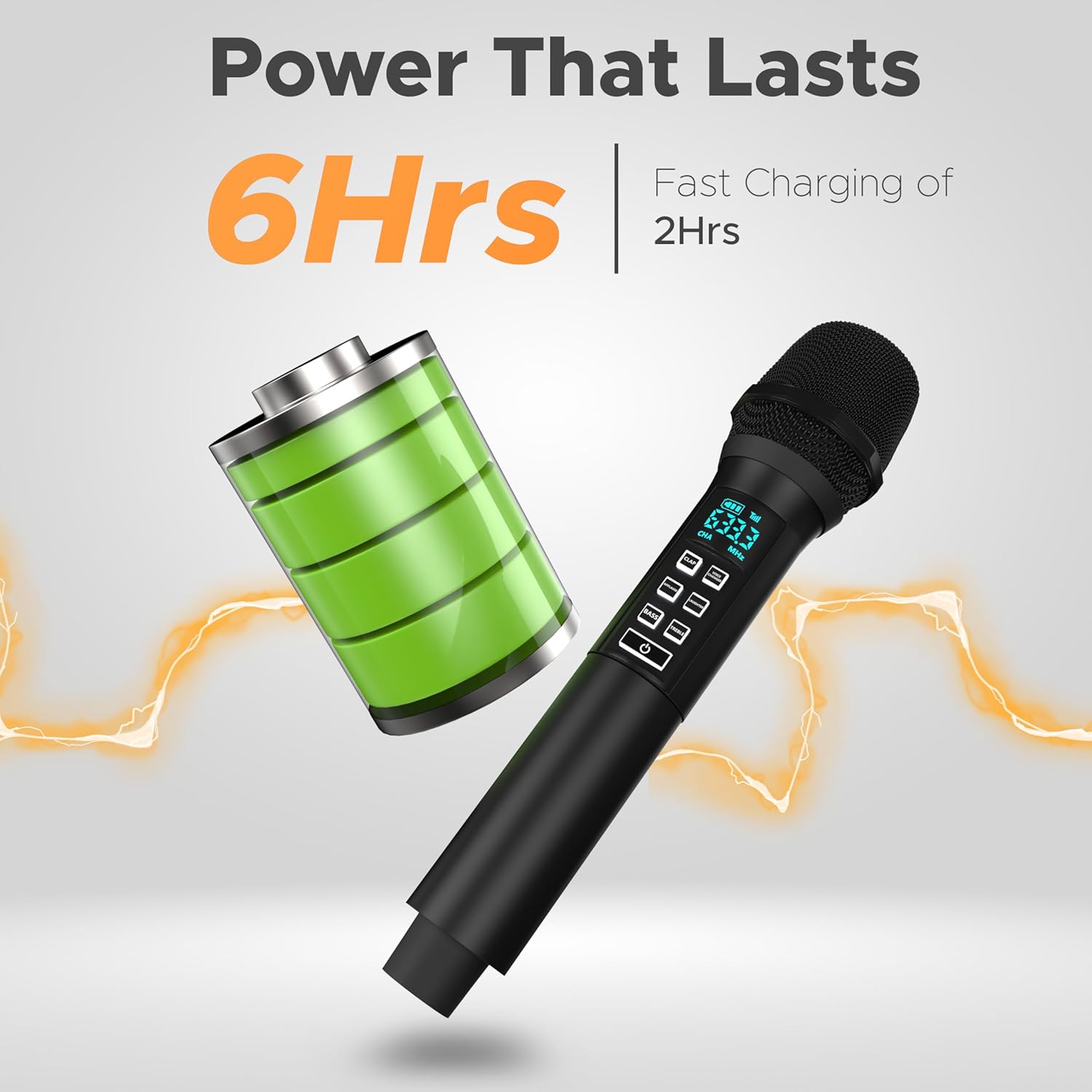 DIGIMORE UHF Dual Wireless Microphone System with in-Built Sound Card | Voice Change, Echo, Bass Etc. | 150ft Range | for House Parties, Outdoor Party, Singing, Classroom (D-356)