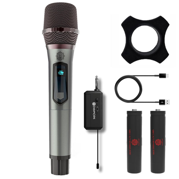 DIGIMORE UHF Wireless Microphone for Singing | 6Hrs Battery | 160ft Range | Type-C Charging | Professional Cordless UHF Mic for House Parties, Outdoor Party, Singing, Classroom, Chruch (D-340)