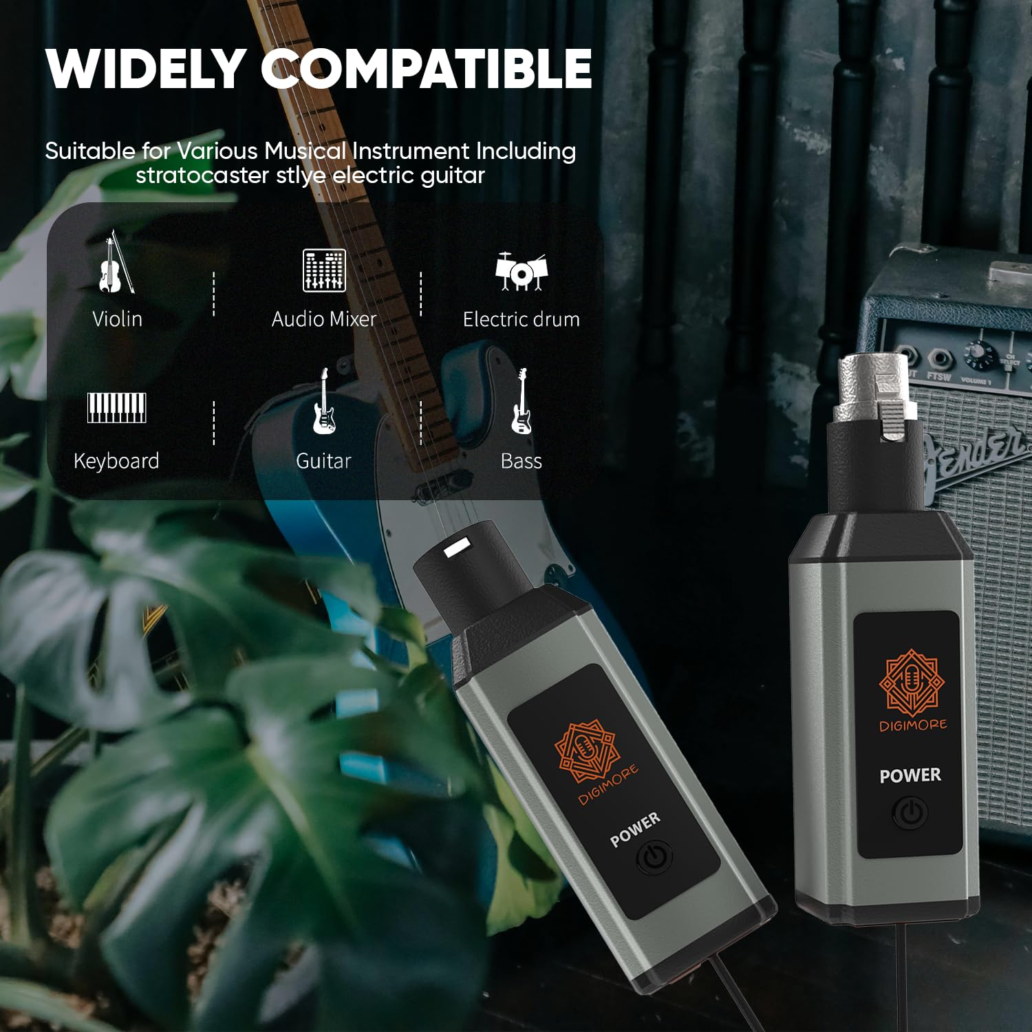 DIGIMORE UHF Wireless XLR Transmitter and Receiver | Up to 100ft Range | 5Hrs Long Battery | <5ms Latency | XLR Connector for Guitars, Mics, Mixers, and PA Systems (D-710)