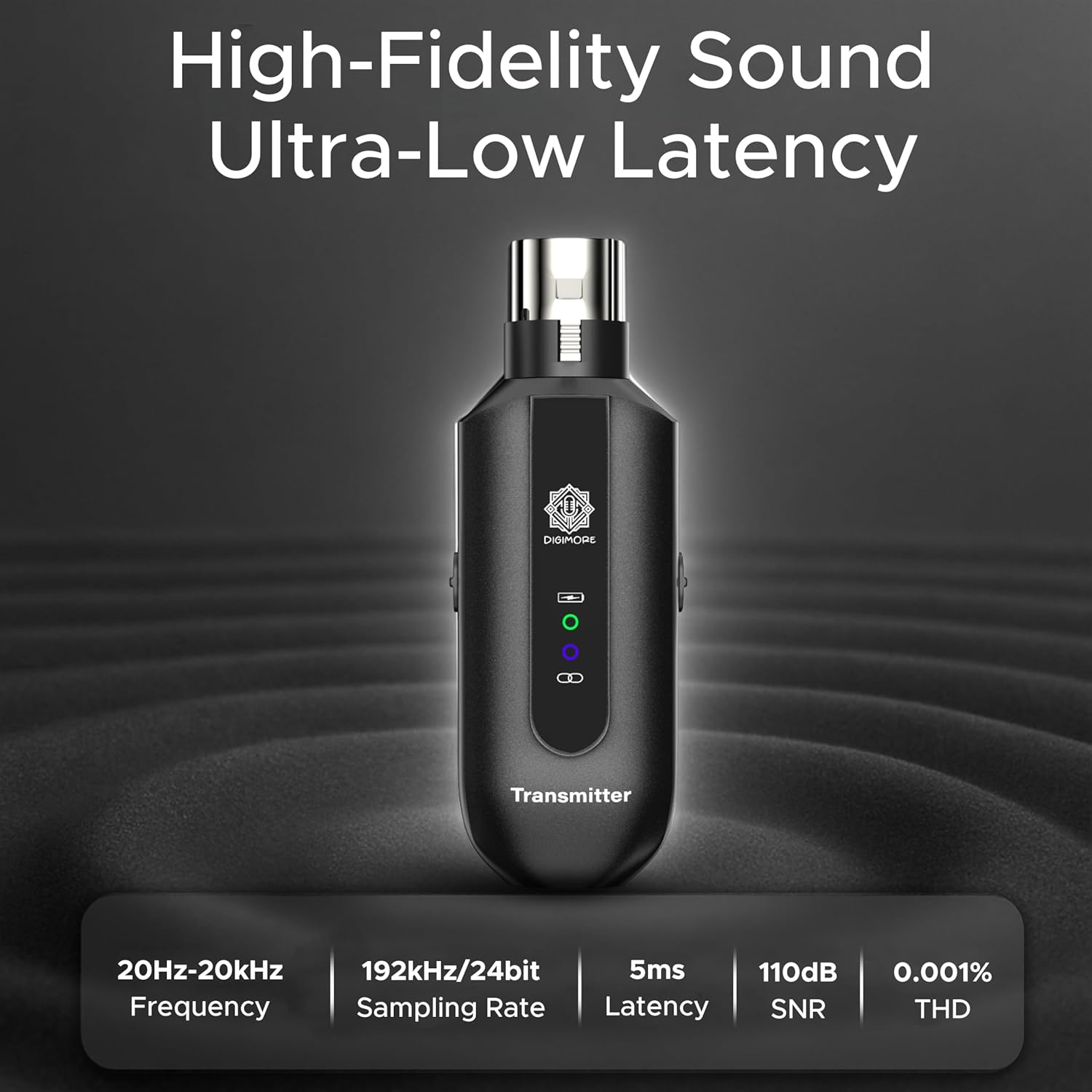 DIGIMORE UHF Wireless XLR Transmitter and Receiver | Up to 100ft Range | 5Hrs Long Battery | <5ms Latency | XLR Connector for Guitars, Mics, Mixers, and PA Systems (D-730 Pro)