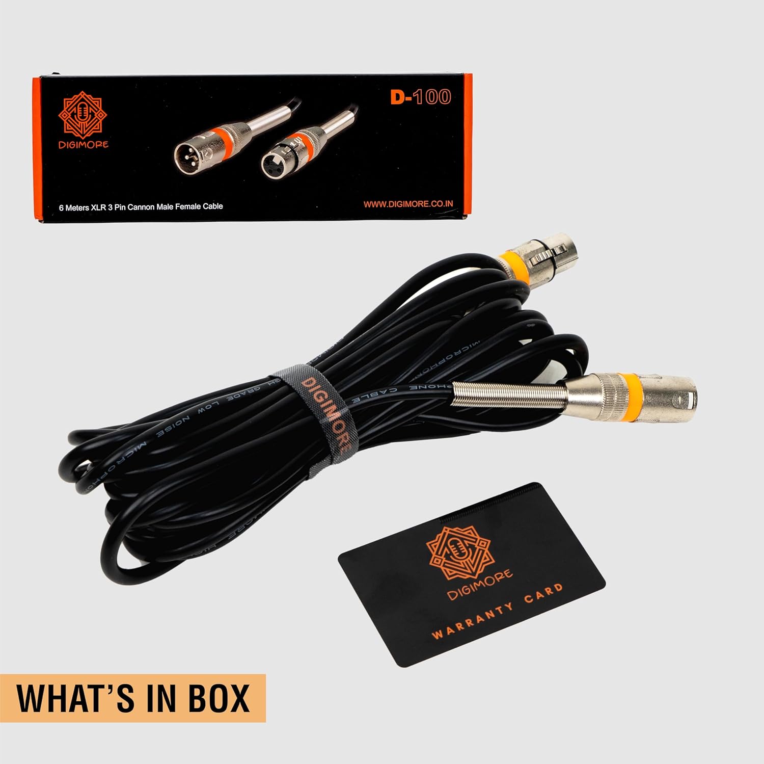 DIGIMORE 20 Feet 3 pin XLR Male to Female XLR Cable with Cable Tie for Microphone, Camera, DMX Lights (D-100)