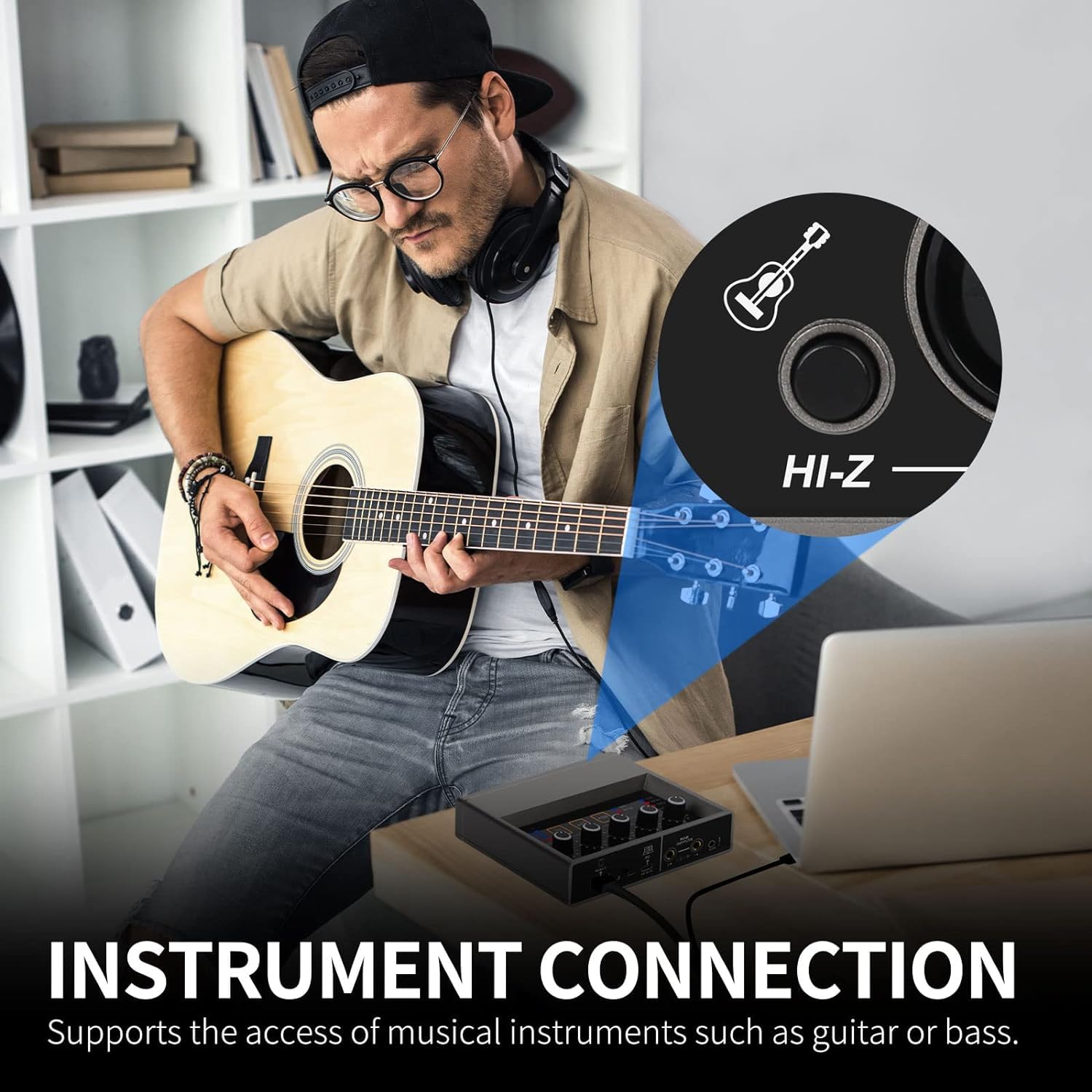 DIGIMORE 2 Channel Audio Interface For Recording Studio | Sound Card With 48KHz/16Bit USB-C, Built-in Monitor Jack, DSP Effect, 48V Phantom Power Use for Singing, Streaming, Podcasting (D-920)